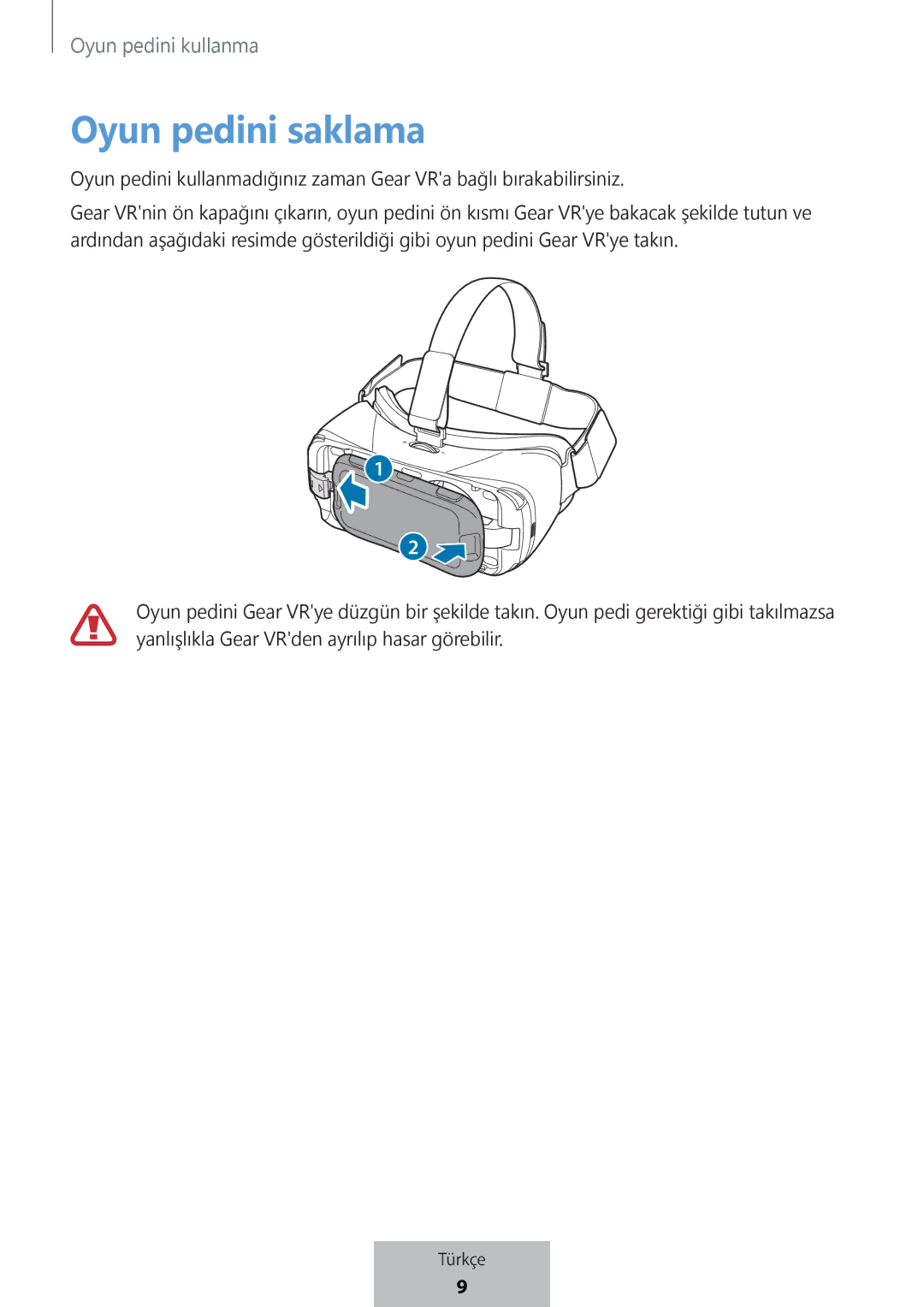 Samsung EI-YP322BBEGWW manual Oyun pedini saklama 