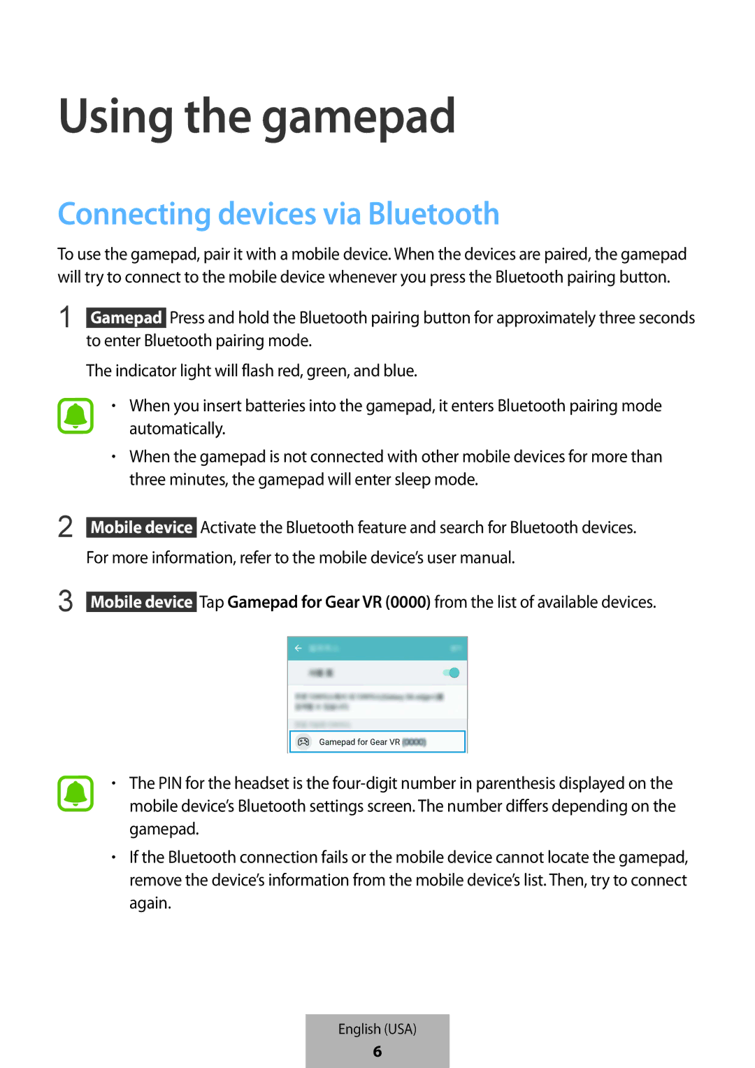 Samsung EI-YP322BBEGWW manual Using the gamepad 