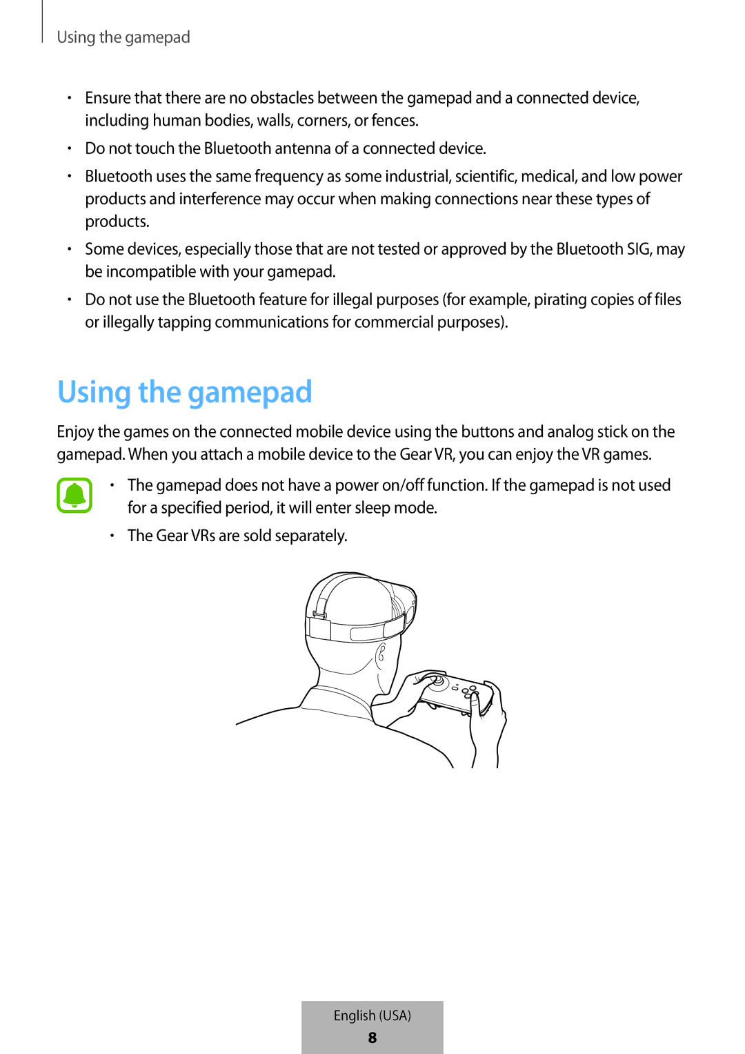 Samsung EI-YP322BBEGWW manual Using the gamepad 