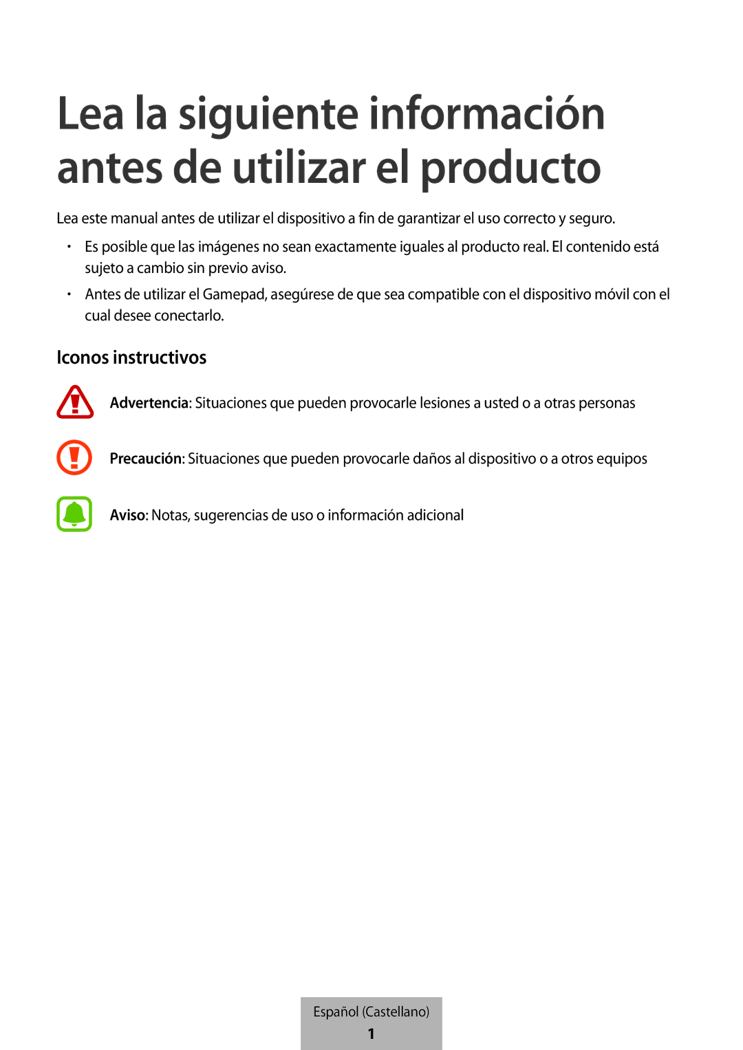 Samsung EI-YP322BBEGWW manual Lea la siguiente información antes de utilizar el producto 