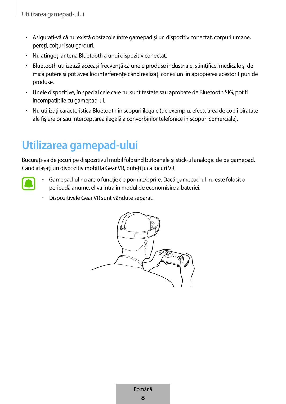 Samsung EI-YP322BBEGWW manual Utilizarea gamepad-ului 