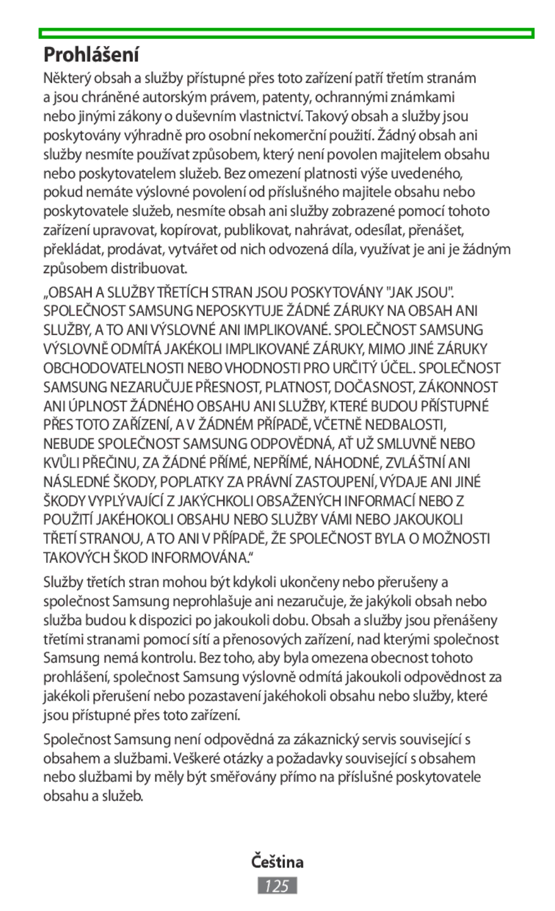 Samsung EJ-CG928BSEGWW, EJ-CG930UBEGDE, EJ-CG928MBEGDE, EJ-CG928MFEGDE, EJ-CG930UFEGDE, EJ-CG928MSEGDE manual Prohlášení 