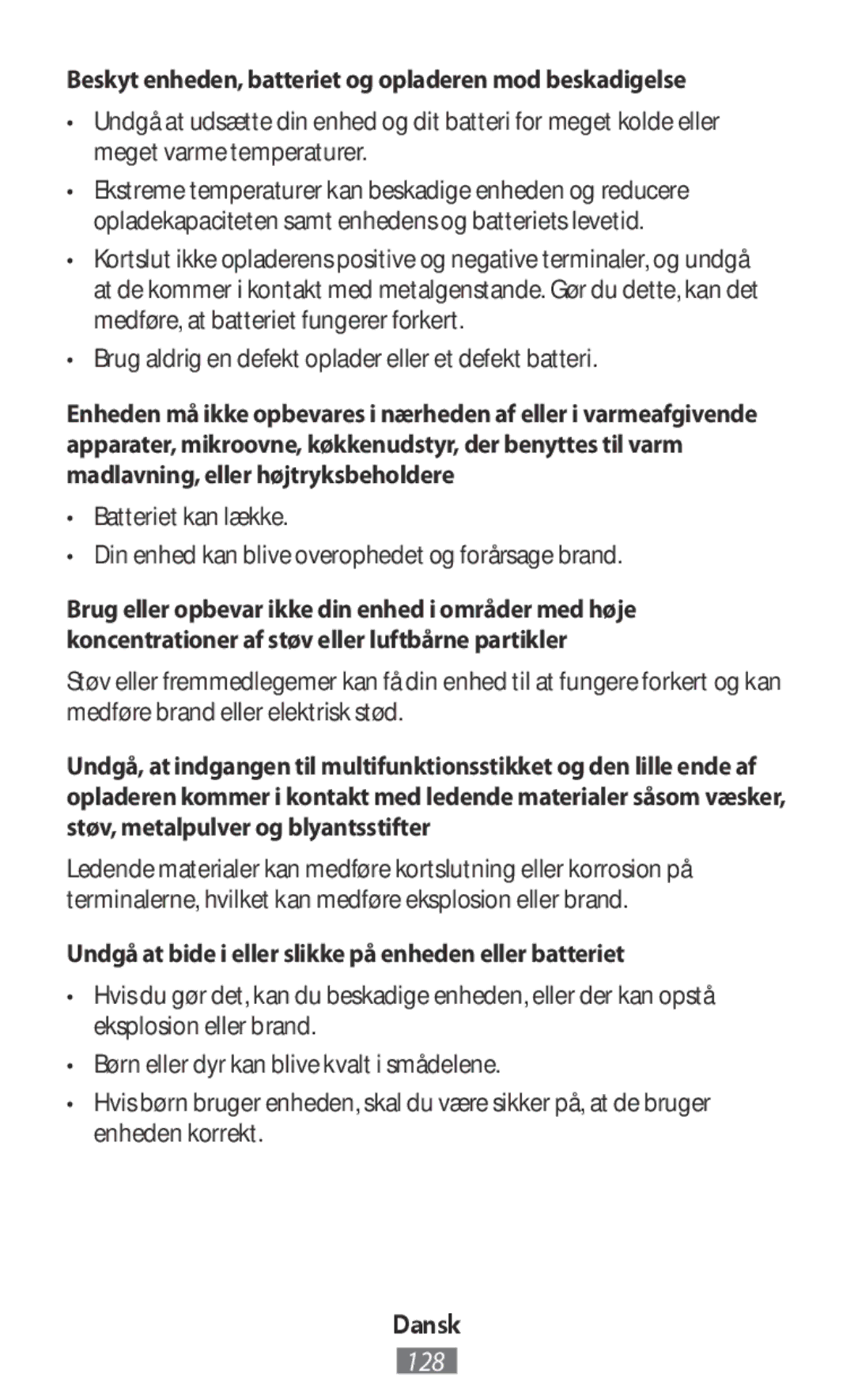 Samsung EJ-CG928ASEGAE, EJ-CG930UBEGDE, EJ-CG928MBEGDE manual Beskyt enheden, batteriet og opladeren mod beskadigelse 