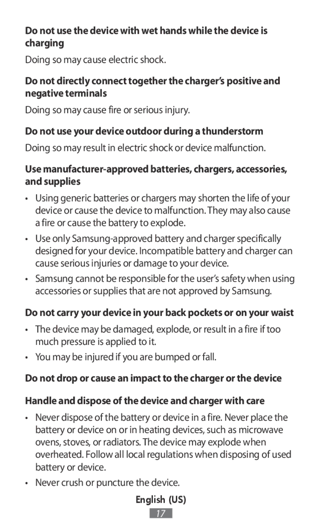 Samsung EJ-CG928BSEGWW, EJ-CG930UBEGDE, EJ-CG928MBEGDE, EJ-CG928MFEGDE Do not use your device outdoor during a thunderstorm 