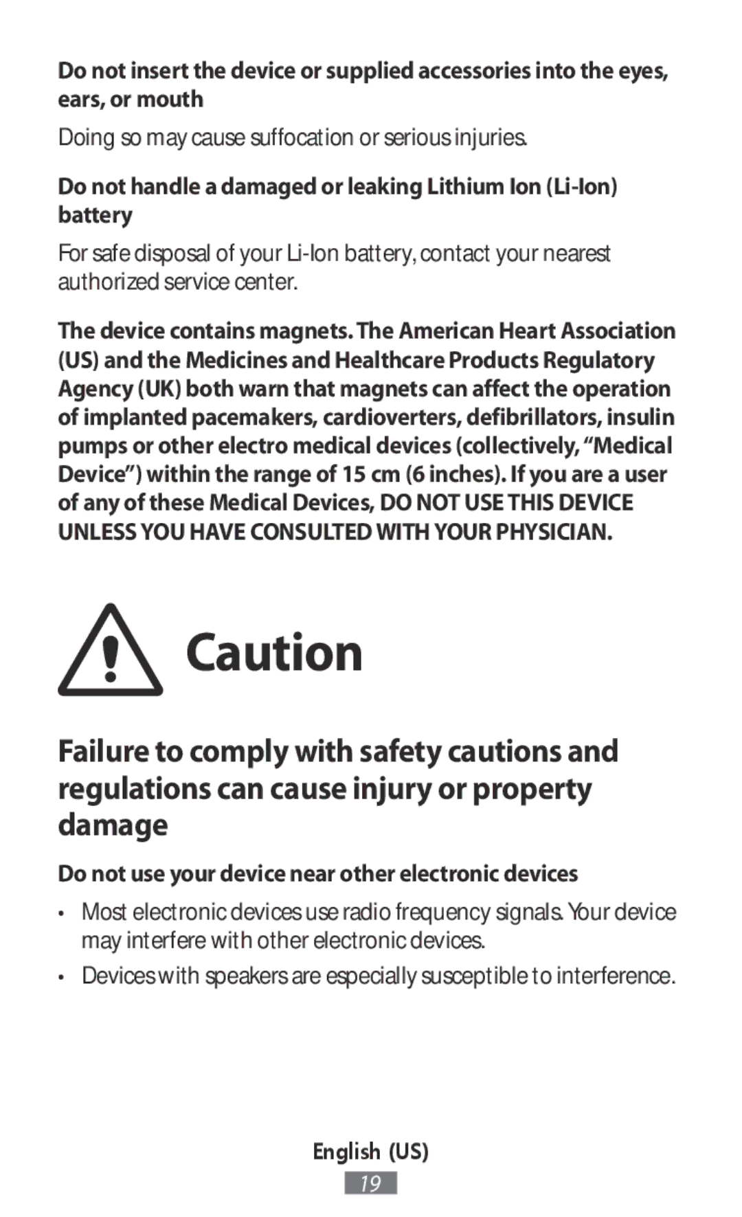 Samsung EJ-CN920UFEGWW, EJ-CG930UBEGDE, EJ-CG928MBEGDE, EJ-CG928MFEGDE Do not use your device near other electronic devices 