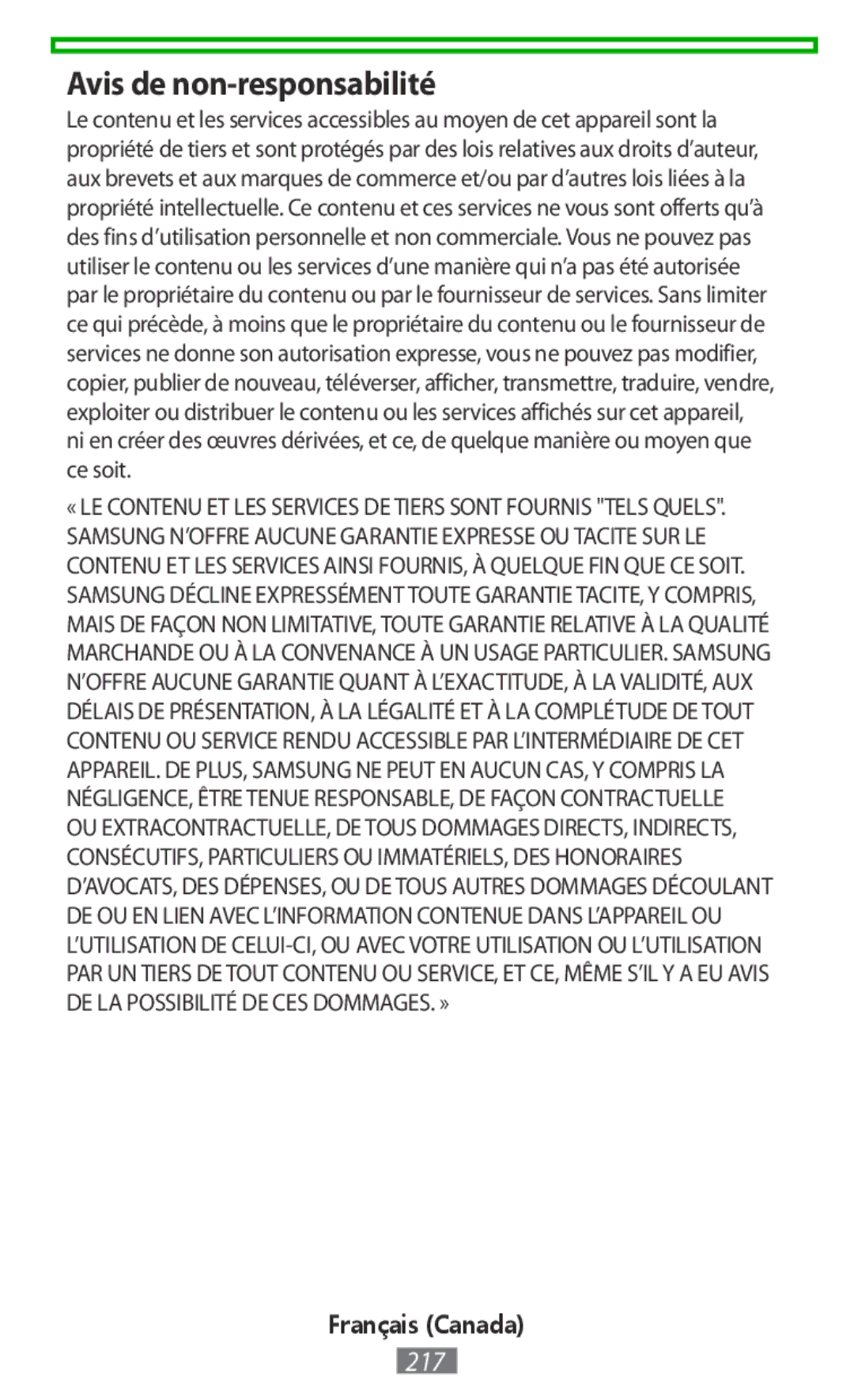 Samsung EJ-CG928MFEGDE, EJ-CG930UBEGDE, EJ-CG928MBEGDE, EJ-CG930UFEGDE, EJ-CG928MSEGDE manual Avis de non-responsabilité 