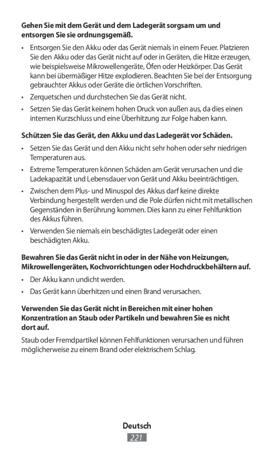 Samsung EJ-CG935UBEGDE, EJ-CG930UBEGDE, EJ-CG928MBEGDE, EJ-CG928MFEGDE Zerquetschen und durchstechen Sie das Gerät nicht 