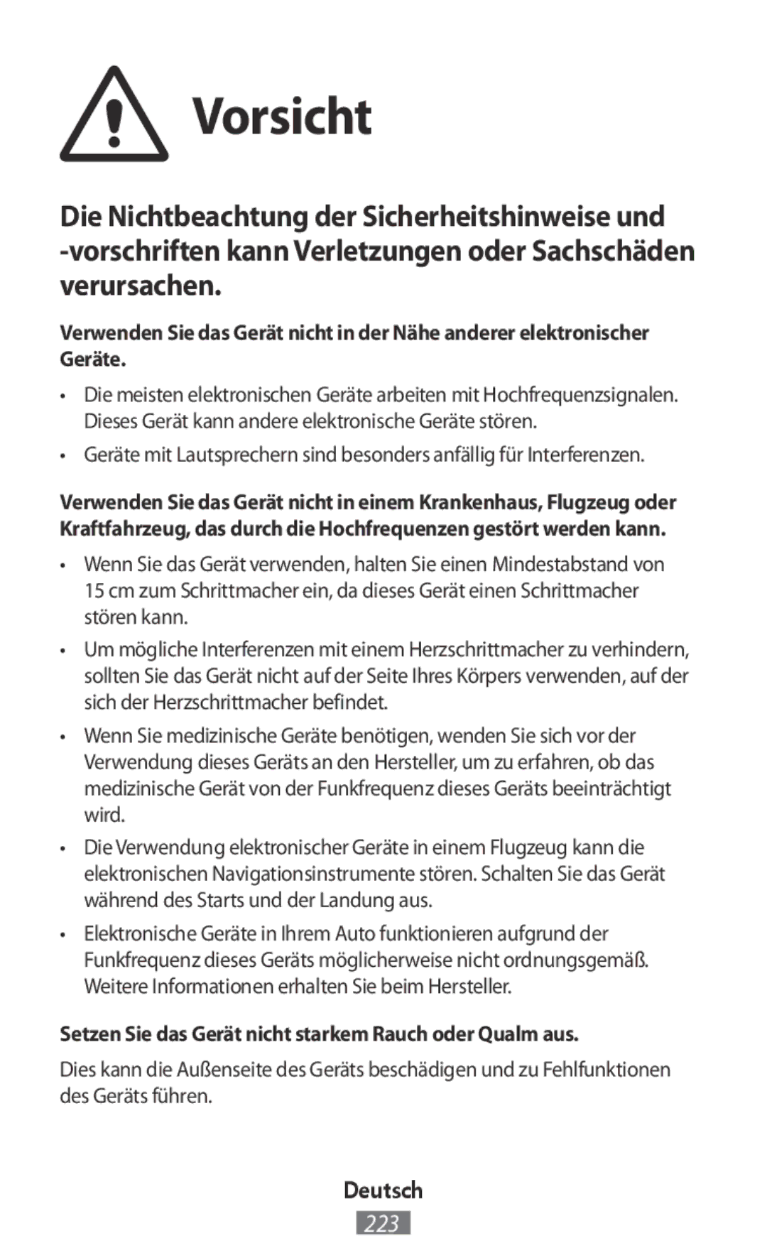 Samsung EJ-CG935UBEGFR, EJ-CG930UBEGDE manual Vorsicht, Vorschriften kann Verletzungen oder Sachschäden verursachen 