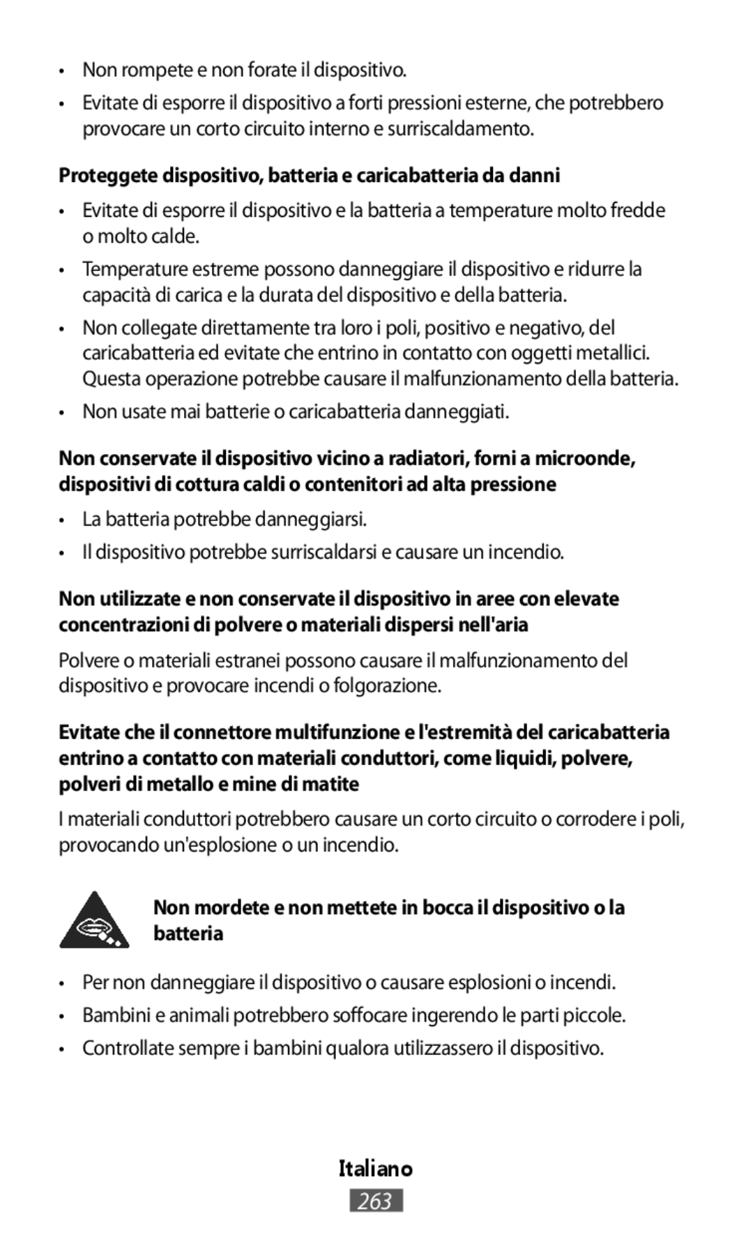 Samsung EJ-CG928FBEGFR Non rompete e non forate il dispositivo, Proteggete dispositivo, batteria e caricabatteria da danni 