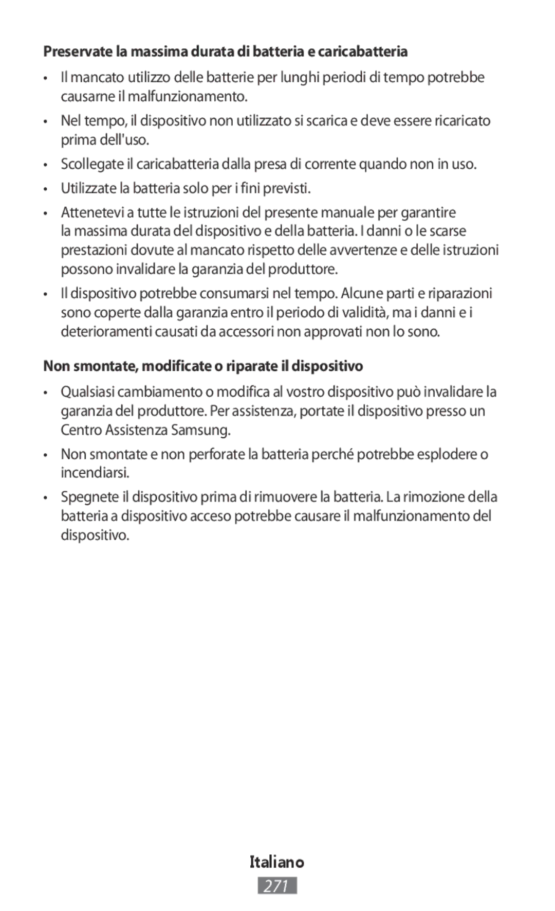 Samsung EJ-CN920UFEGWW, EJ-CG930UBEGDE, EJ-CG928MBEGDE manual Preservate la massima durata di batteria e caricabatteria 