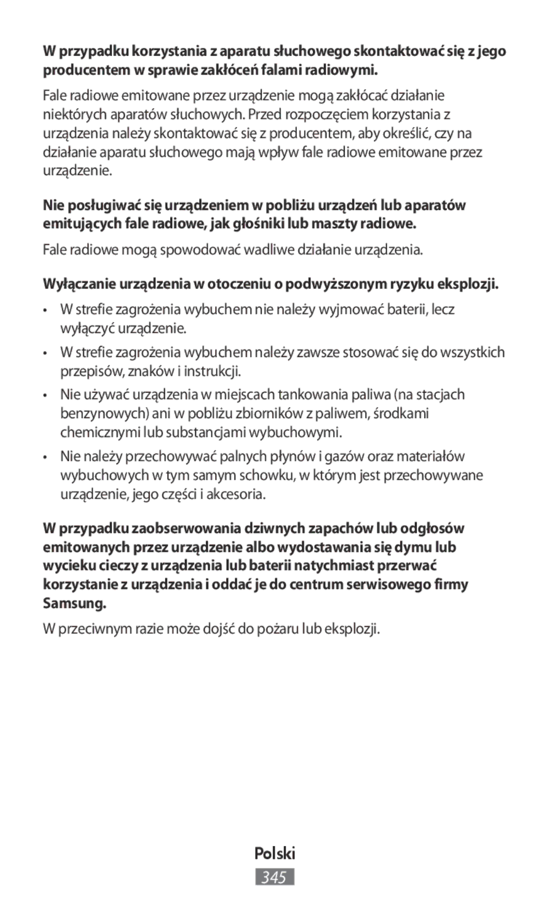 Samsung EJ-CG928USEGWW, EJ-CG930UBEGDE, EJ-CG928MBEGDE manual Fale radiowe mogą spowodować wadliwe działanie urządzenia 