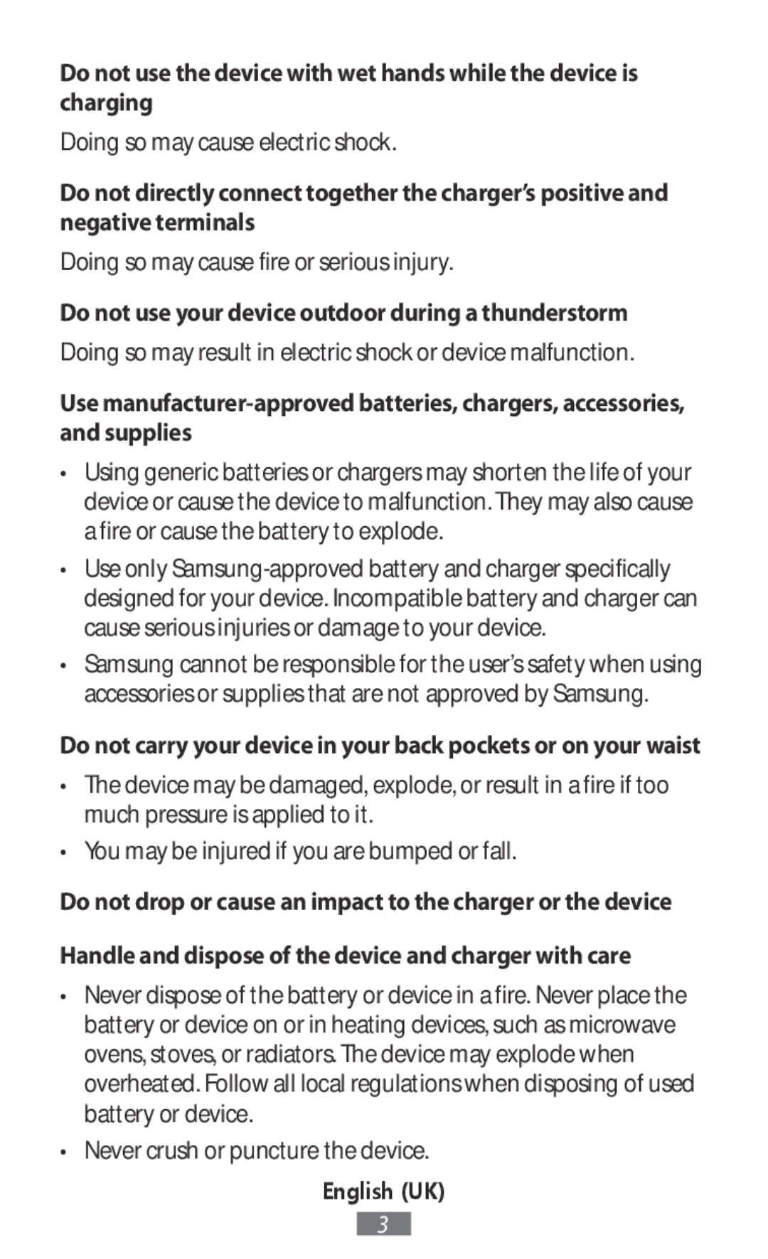 Samsung EJ-CG928MSEGDE, EJ-CG930UBEGDE, EJ-CG928MBEGDE, EJ-CG928MFEGDE Do not use your device outdoor during a thunderstorm 