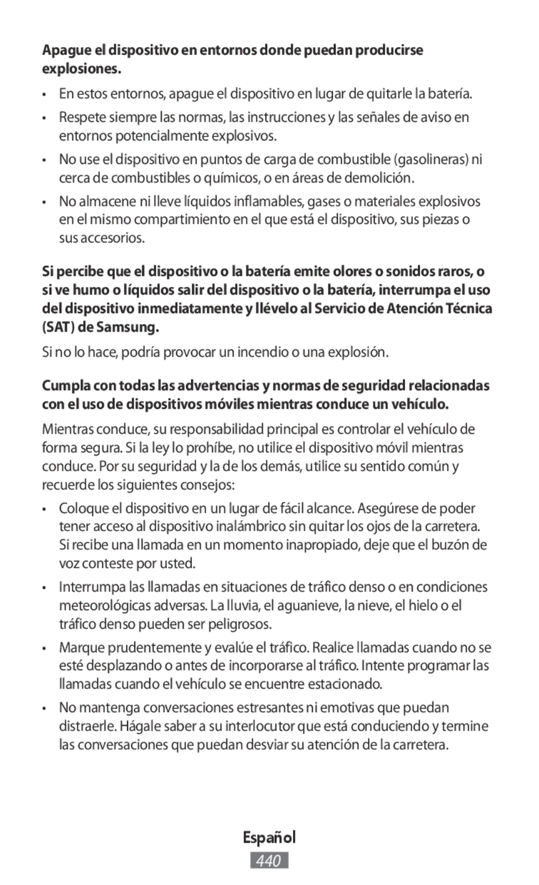 Samsung ET-CG930DBEGWW, EJ-CG930UBEGDE, EJ-CG928MBEGDE manual Si no lo hace, podría provocar un incendio o una explosión 