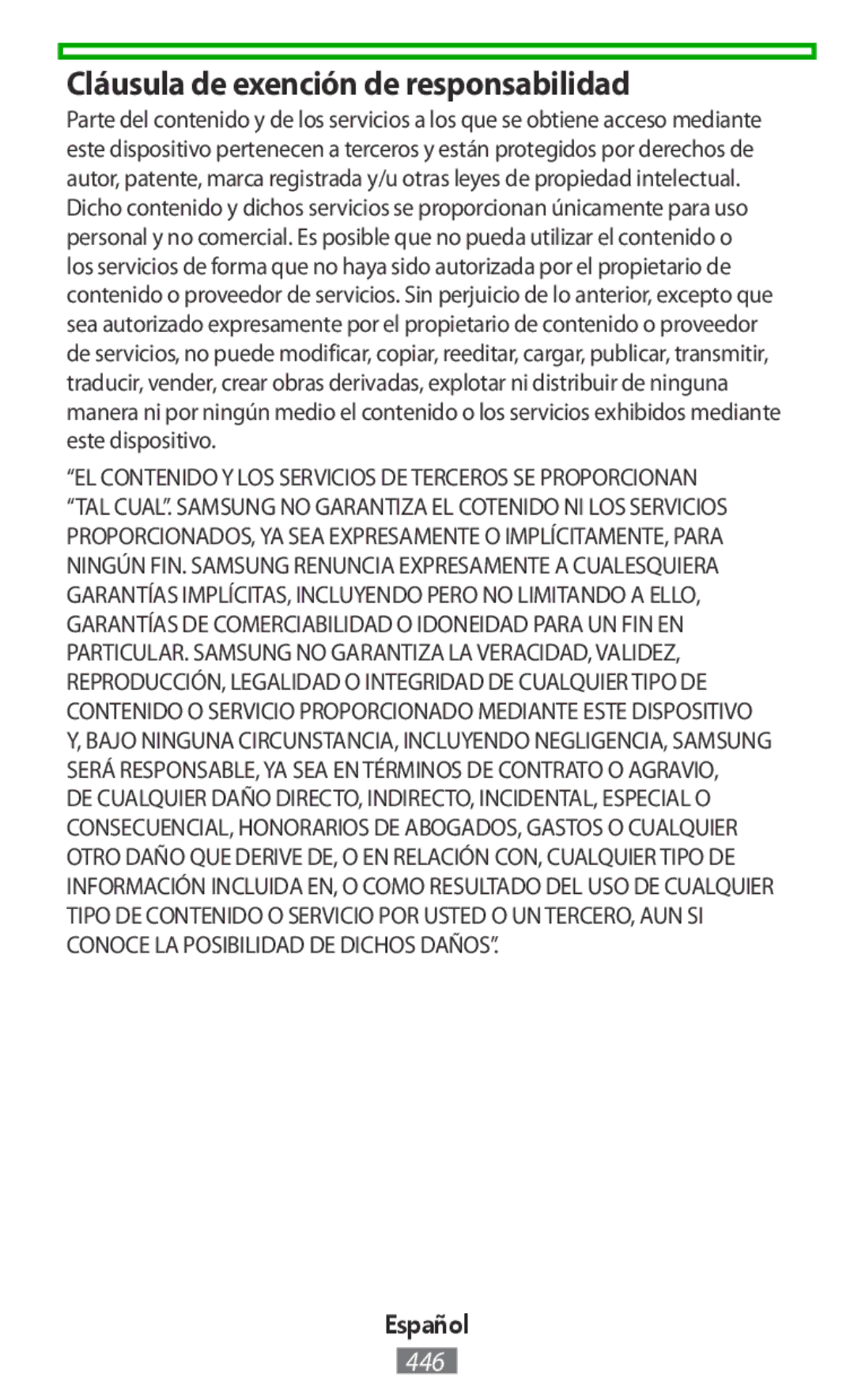 Samsung EJ-CG935UBEGGB, EJ-CG930UBEGDE, EJ-CG928MBEGDE, EJ-CG928MFEGDE manual Cláusula de exención de responsabilidad 