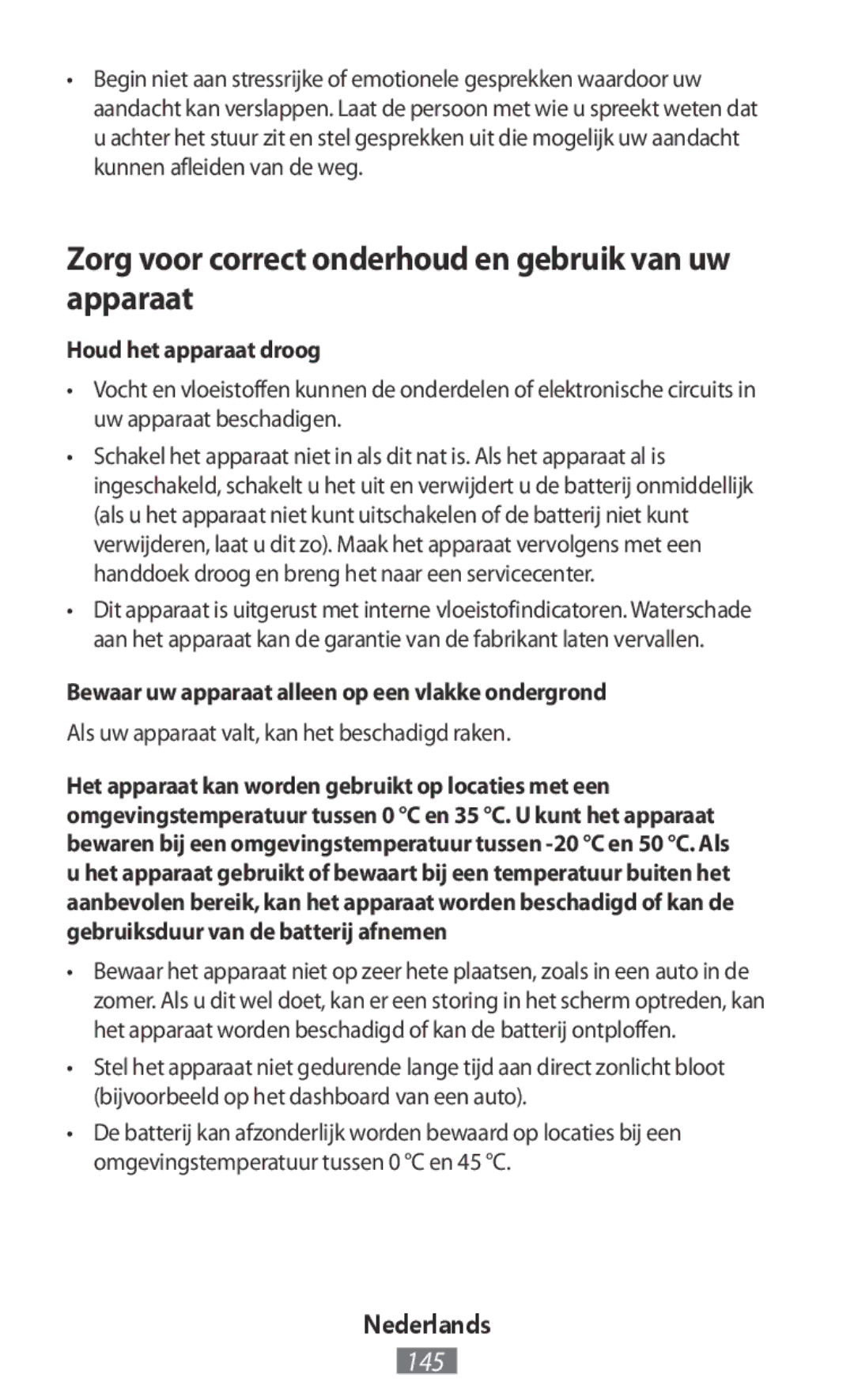 Samsung EP-PG920IWRGRU, EJ-CG955BBEGDE Zorg voor correct onderhoud en gebruik van uw apparaat, Houd het apparaat droog 