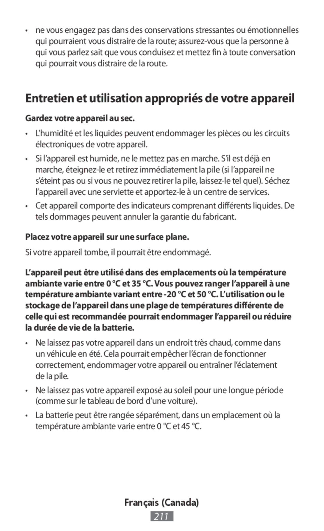 Samsung EP-N5100BBEGWW, EJ-CG955BBEGDE Entretien et utilisation appropriés de votre appareil, Gardez votre appareil au sec 