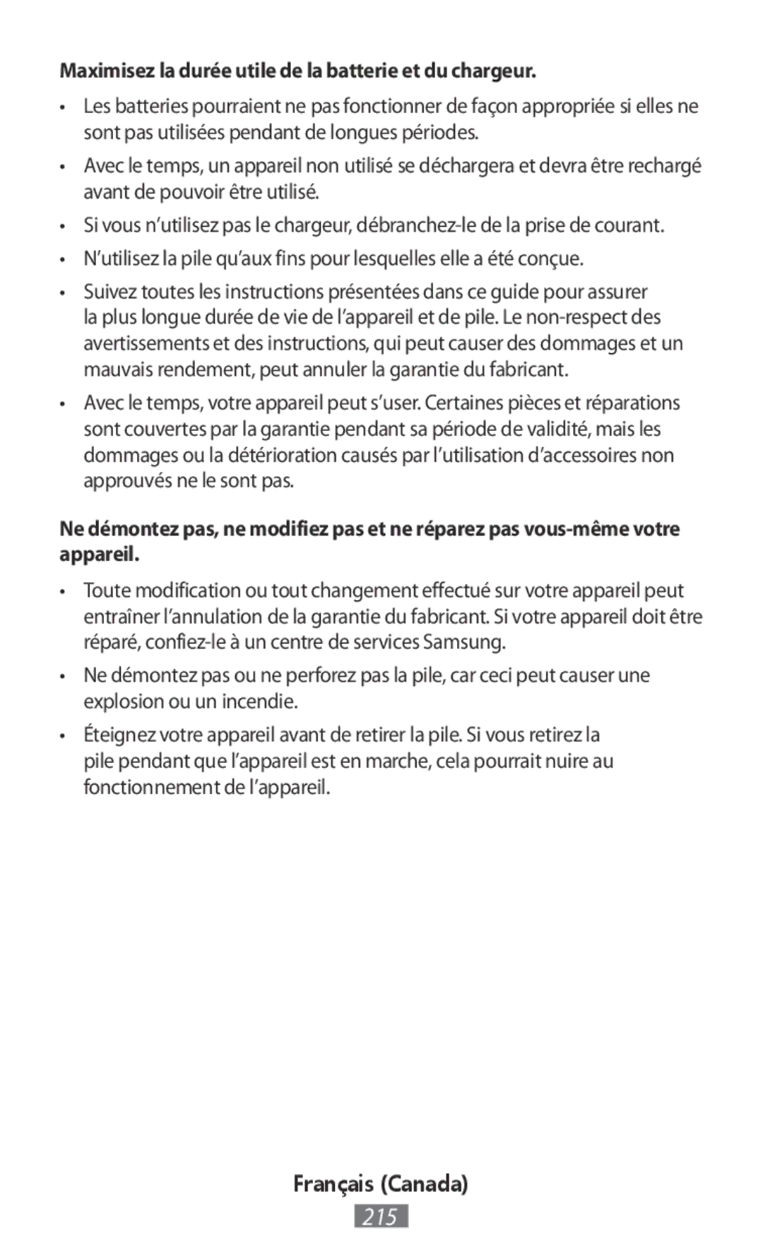 Samsung EP-PG950TBEGWW, EJ-CG955BBEGDE, EJ-CG950BBEGDE manual Maximisez la durée utile de la batterie et du chargeur 