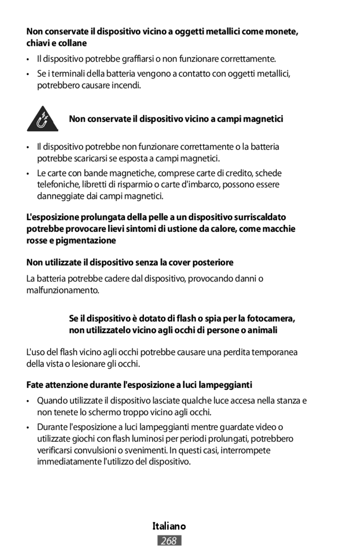 Samsung EP-PG920IBEGWW, EJ-CG955BBEGDE, EJ-CG950BBEGDE manual Non conservate il dispositivo vicino a campi magnetici 