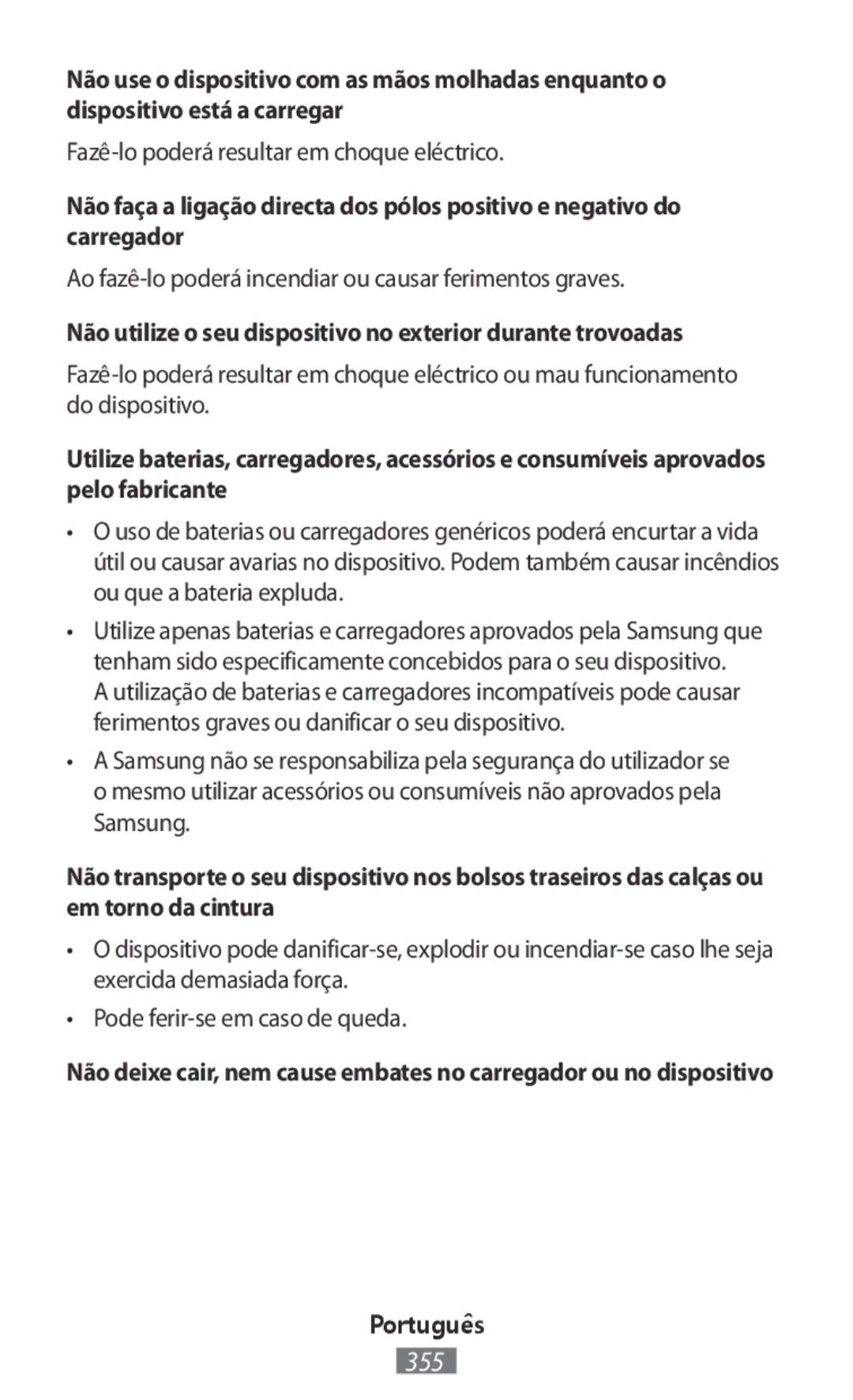 Samsung EP-PA710TBRGRU, EJ-CG955BBEGDE, EJ-CG950BBEGDE manual Ao fazê-lo poderá incendiar ou causar ferimentos graves 