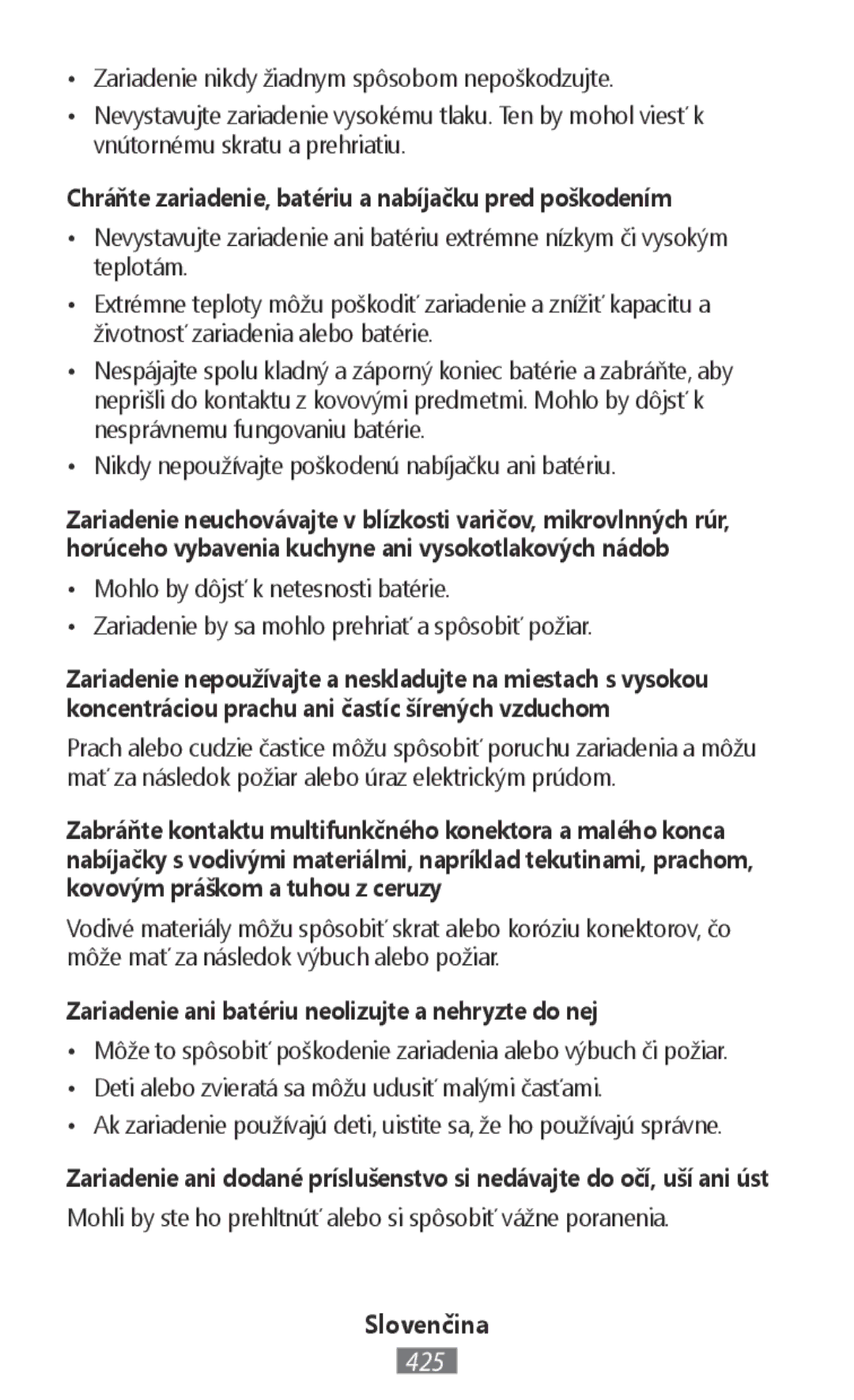 Samsung EP-PA710TBEGWW, EJ-CG955BBEGDE, EJ-CG950BBEGDE manual Chráňte zariadenie, batériu a nabíjačku pred poškodením 