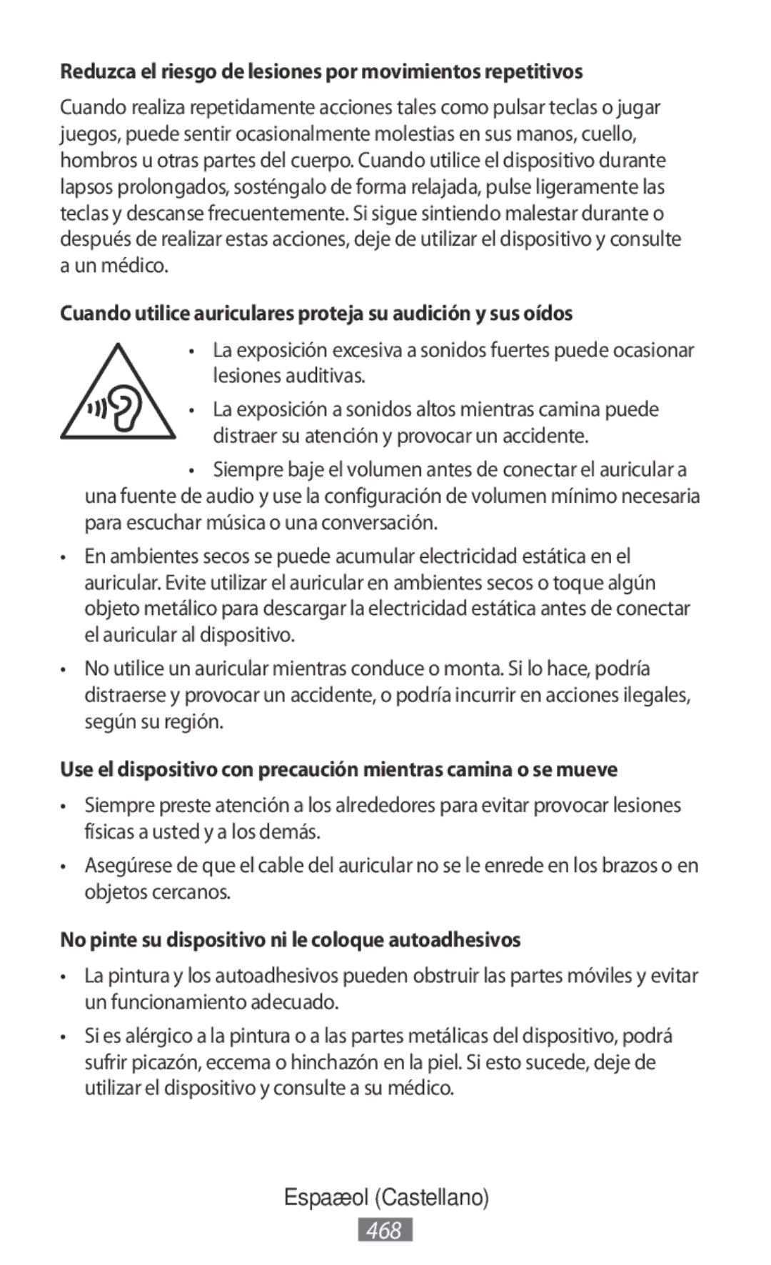 Samsung EJ-CG950BBEGDE, EJ-CG955BBEGDE, EE-PW700BBEGWW manual Reduzca el riesgo de lesiones por movimientos repetitivos 