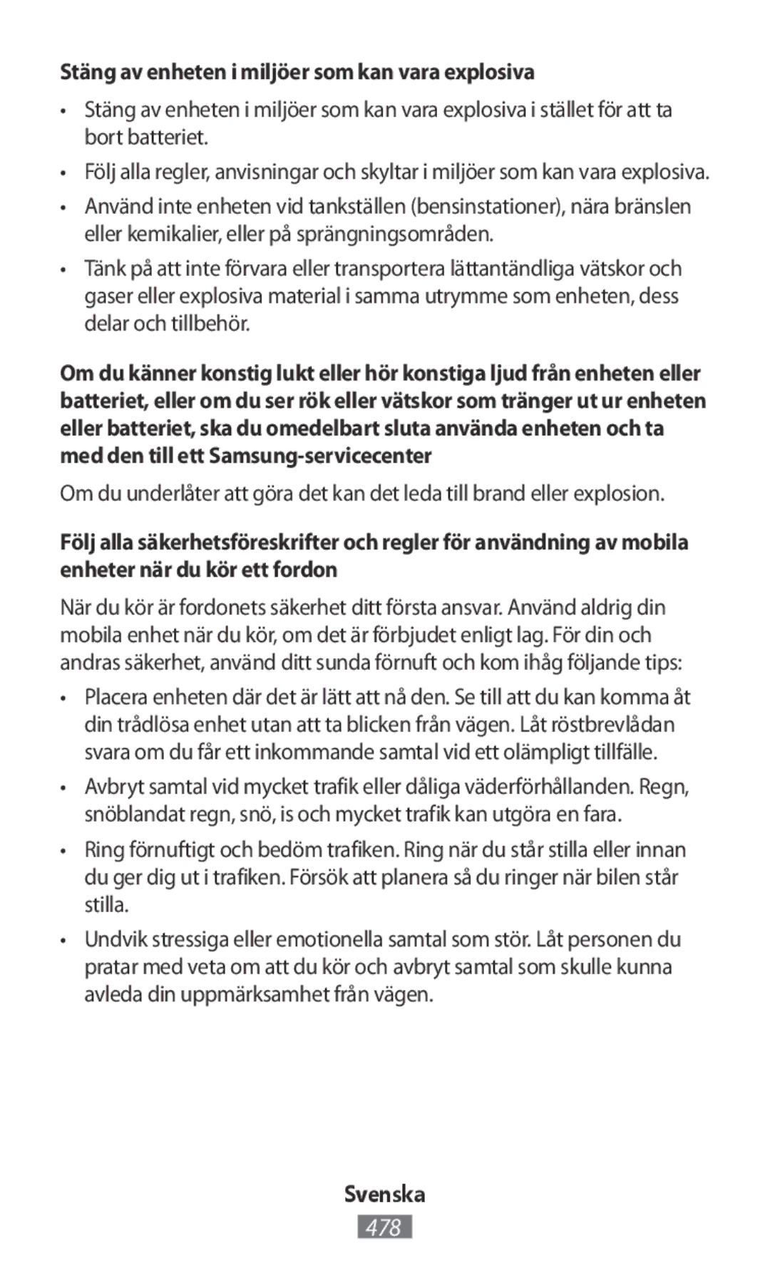 Samsung EP-PA510BBEGWW, EJ-CG955BBEGDE, EJ-CG950BBEGDE, EE-PW700BBEGWW Stäng av enheten i miljöer som kan vara explosiva 