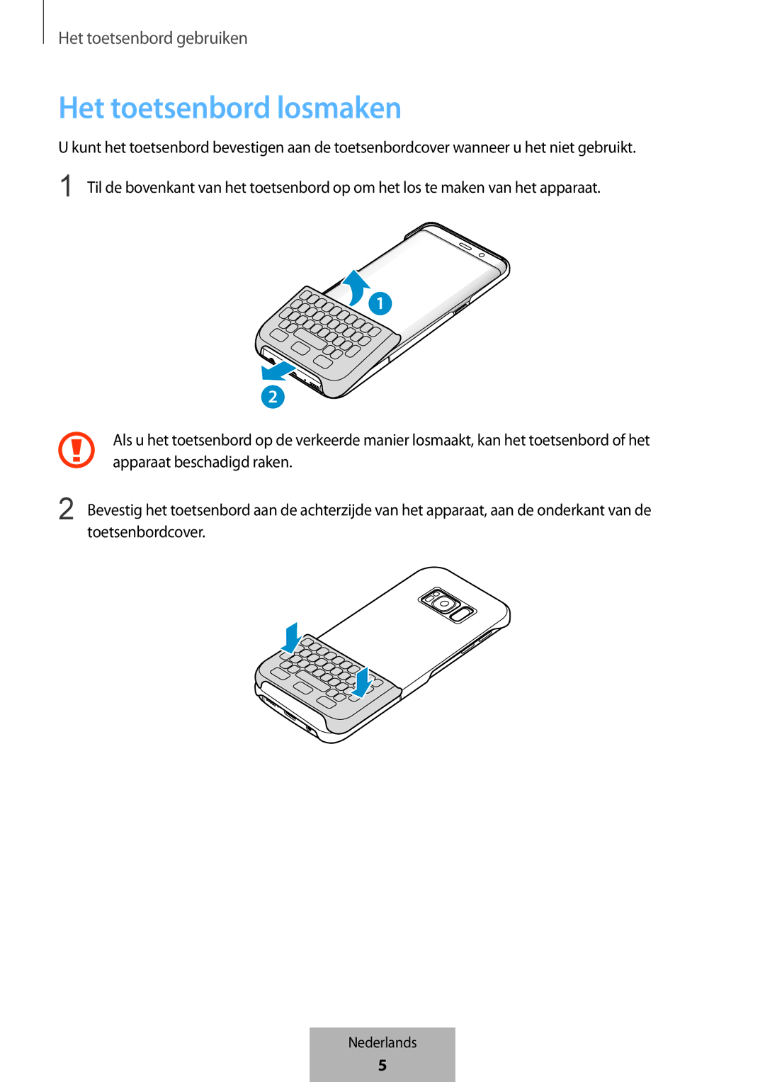 Samsung EJ-CG955BBEGDE, EJ-CG950BBEGDE, EJ-CG955BBEGWW, EJ-CG950BBEGWW manual Het toetsenbord losmaken 