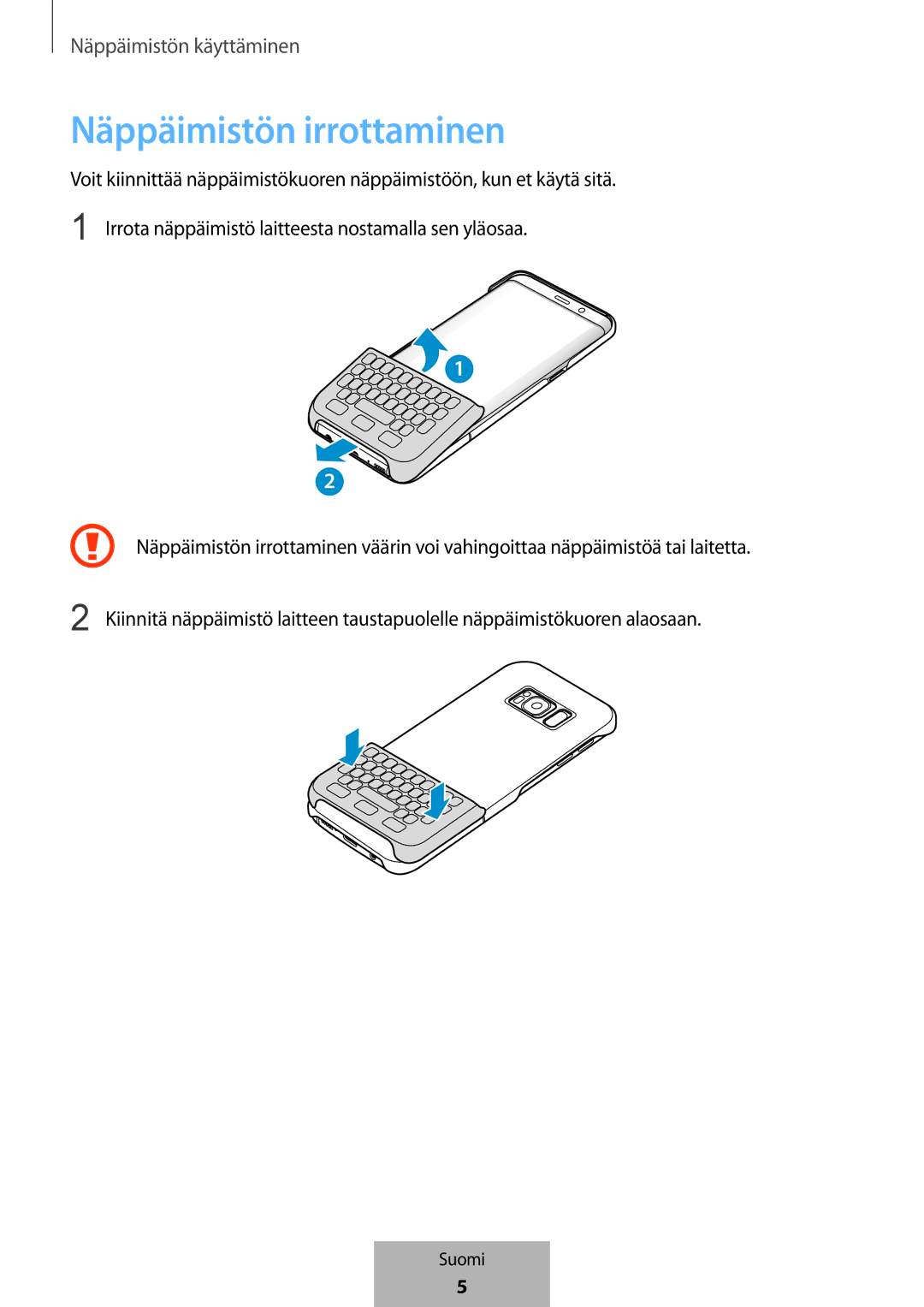 Samsung EJ-CG950BBEGDE, EJ-CG955BBEGDE, EJ-CG955BBEGWW, EJ-CG950BBEGWW manual Näppäimistön irrottaminen 