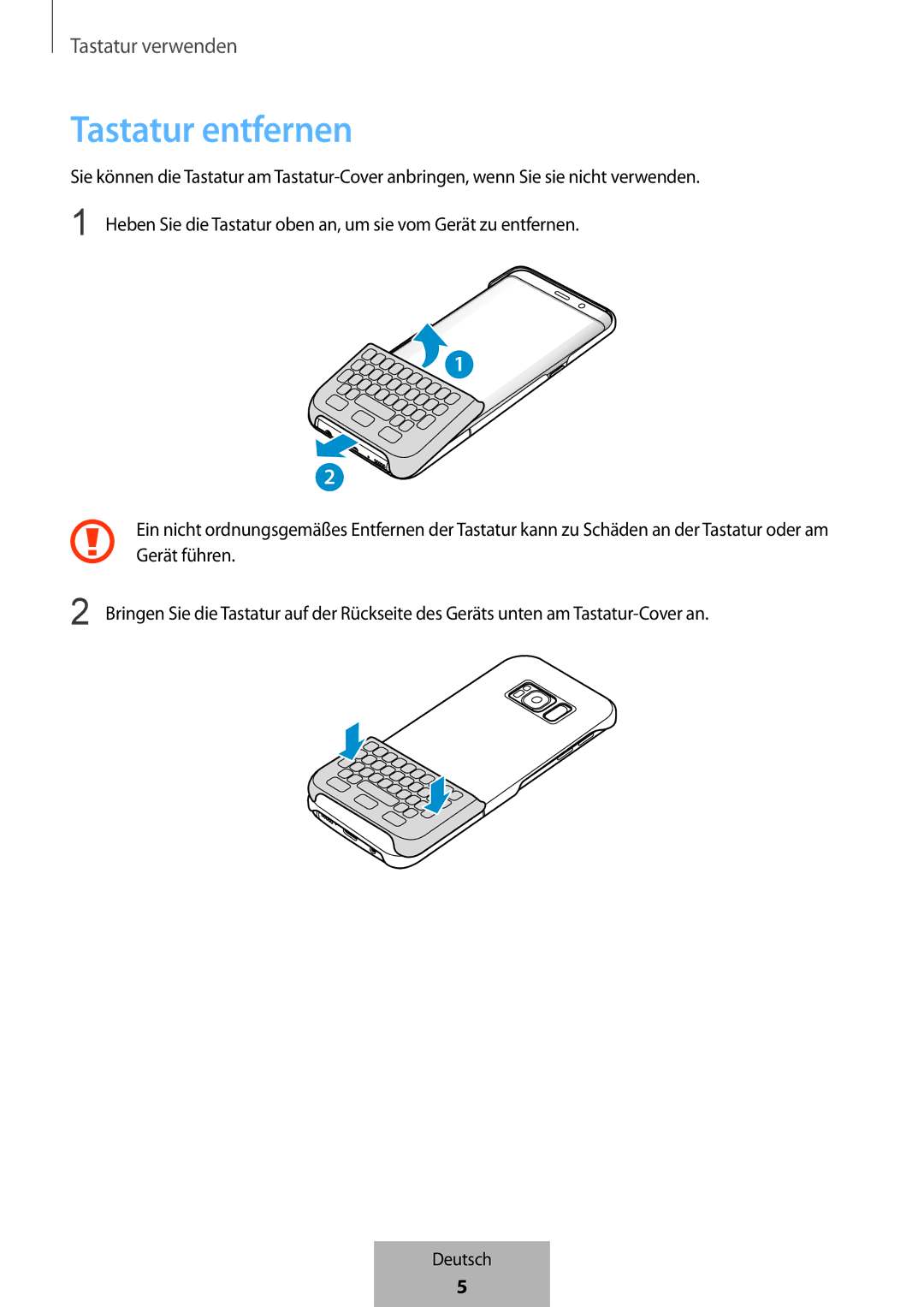 Samsung EJ-CG950BBEGDE, EJ-CG955BBEGDE, EJ-CG955BBEGWW, EJ-CG950BBEGWW manual Tastatur entfernen 