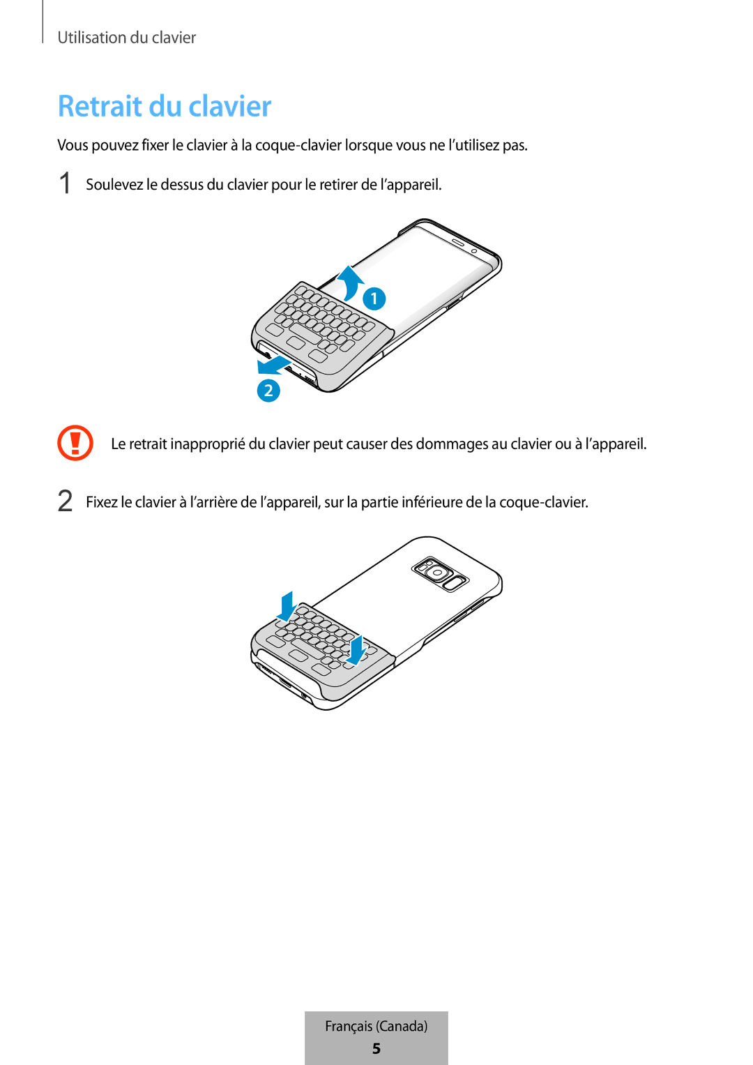 Samsung EJ-CG955BBEGWW, EJ-CG955BBEGDE, EJ-CG950BBEGDE, EJ-CG950BBEGWW manual Retrait du clavier 