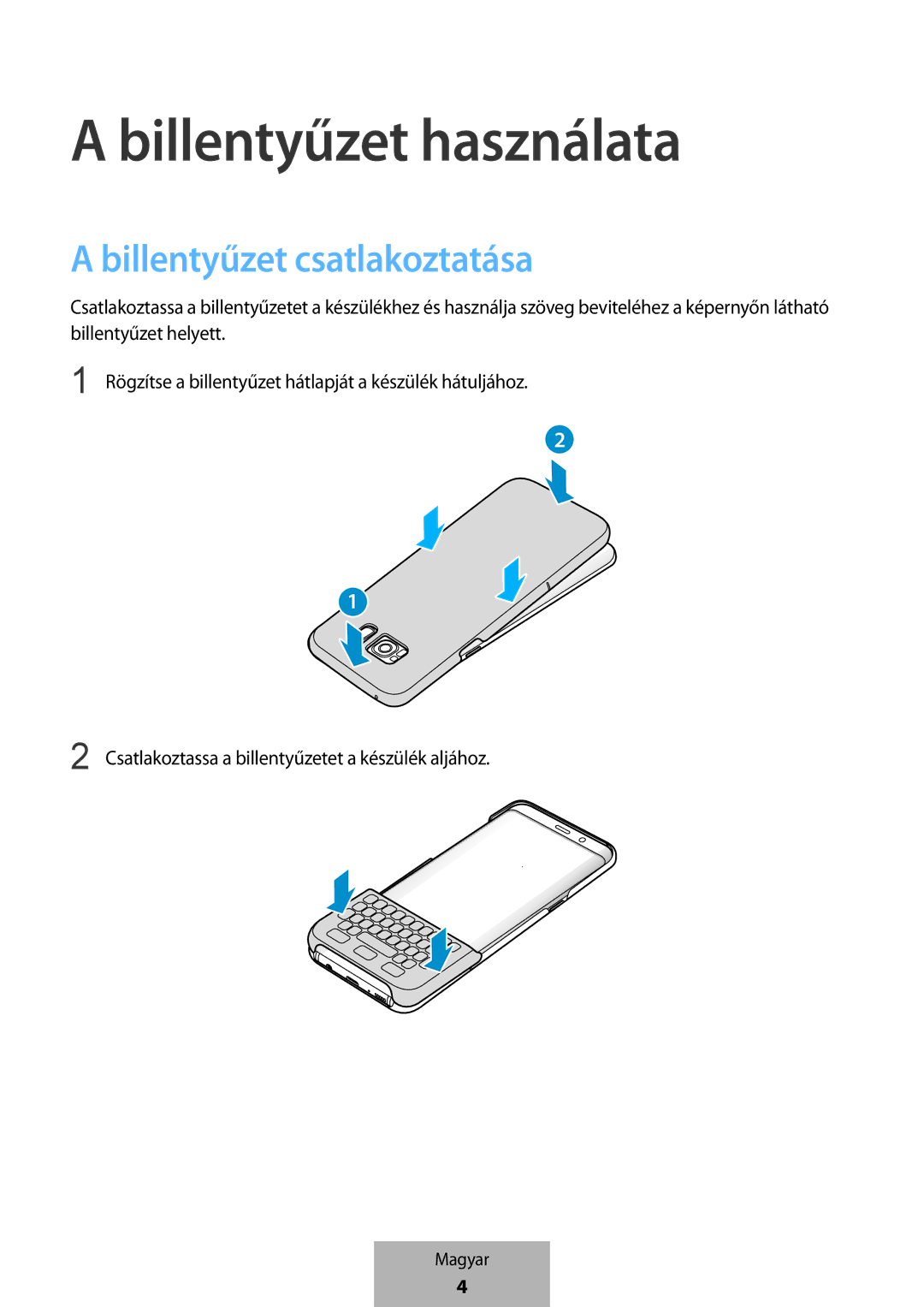 Samsung EJ-CG950BBEGDE, EJ-CG955BBEGDE, EJ-CG955BBEGWW, EJ-CG950BBEGWW Billentyűzet használata, Billentyűzet csatlakoztatása 