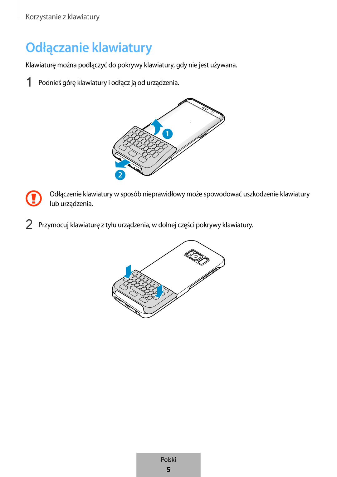 Samsung EJ-CG950BBEGDE, EJ-CG955BBEGDE, EJ-CG955BBEGWW, EJ-CG950BBEGWW manual Odłączanie klawiatury 