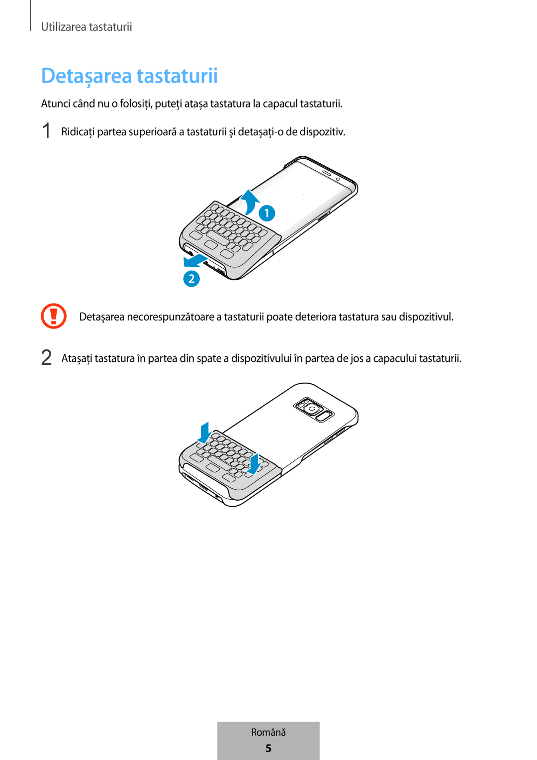 Samsung EJ-CG955BBEGDE, EJ-CG950BBEGDE, EJ-CG955BBEGWW, EJ-CG950BBEGWW manual Detaşarea tastaturii 