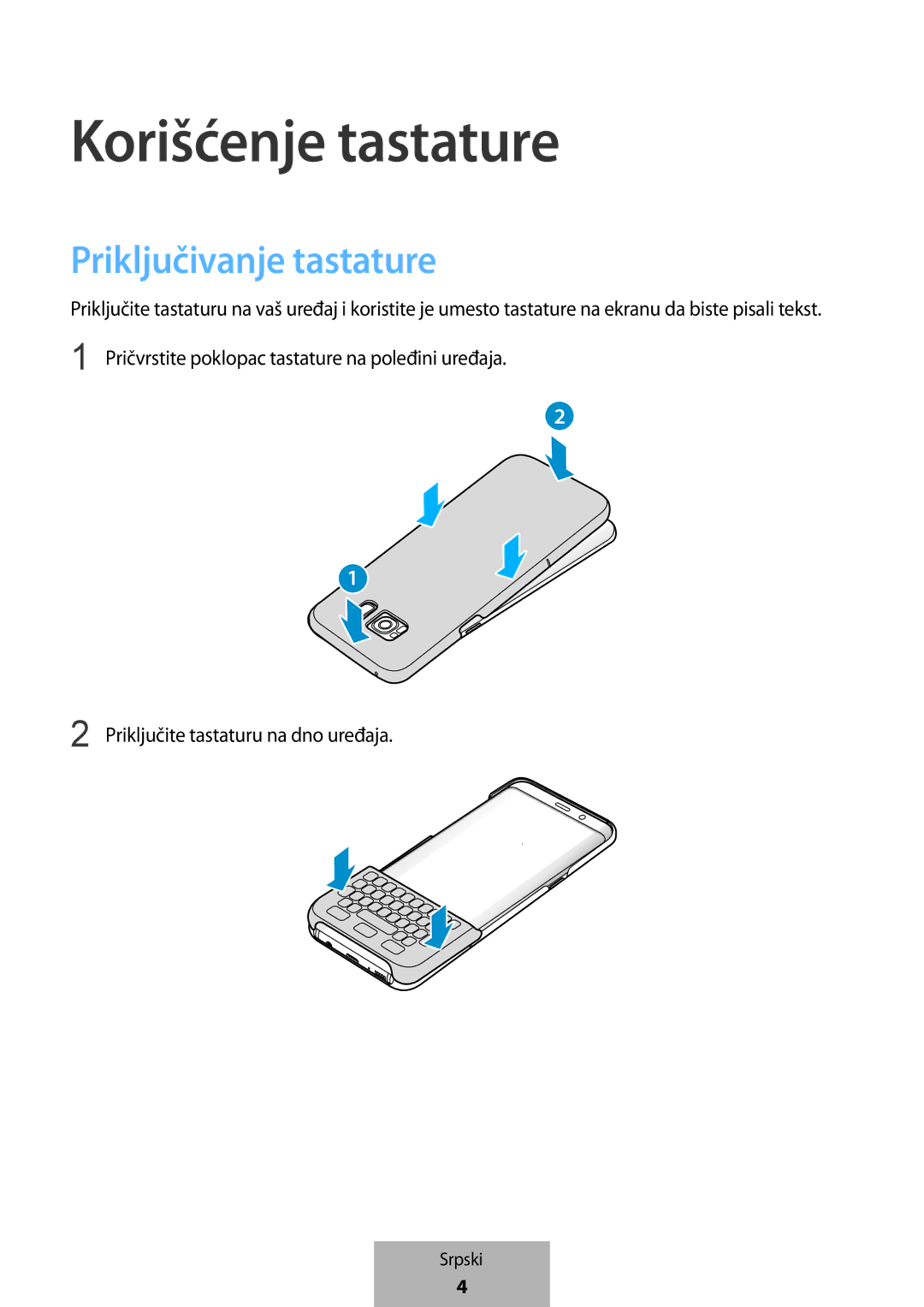 Samsung EJ-CG955BBEGDE, EJ-CG950BBEGDE, EJ-CG955BBEGWW, EJ-CG950BBEGWW manual Korišćenje tastature, Priključivanje tastature 