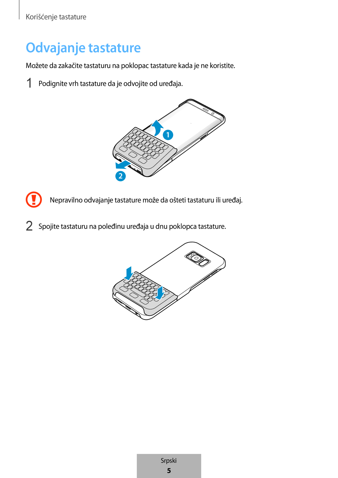 Samsung EJ-CG950BBEGDE, EJ-CG955BBEGDE, EJ-CG955BBEGWW, EJ-CG950BBEGWW manual Odvajanje tastature 