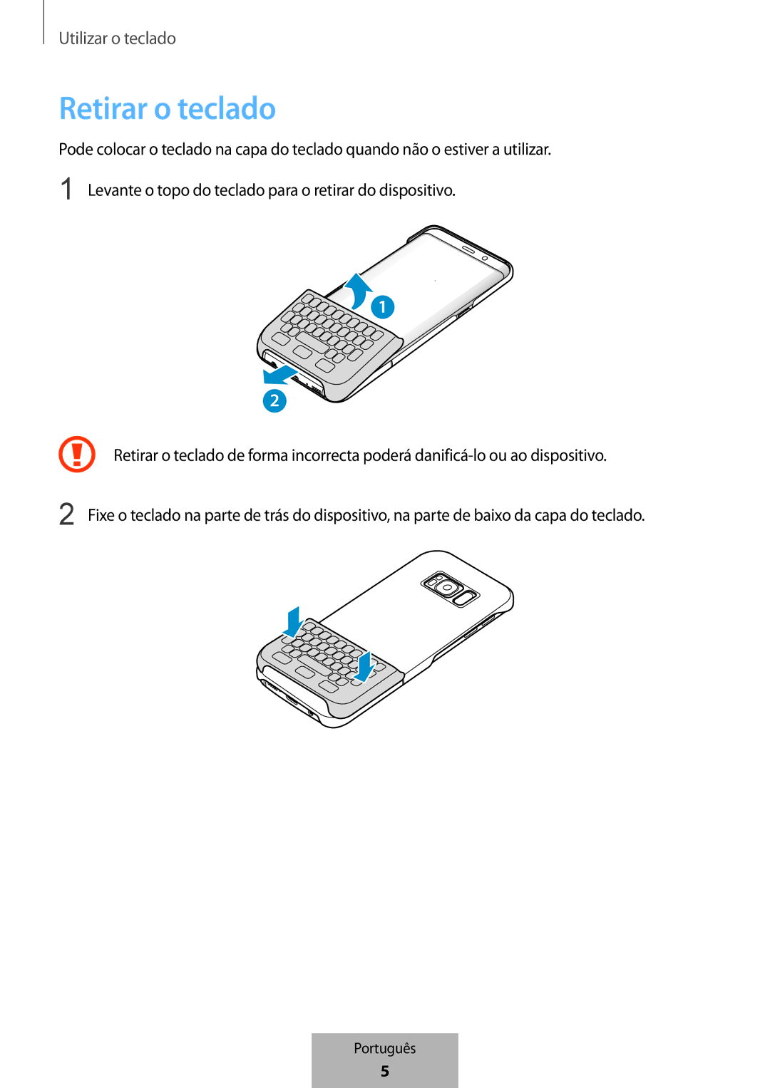 Samsung EJ-CG955BBEGDE, EJ-CG950BBEGDE, EJ-CG955BBEGWW, EJ-CG950BBEGWW manual Retirar o teclado 