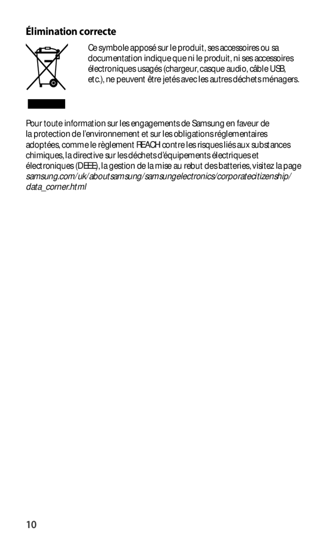 Samsung EJ-FT820BSEGSE, EJ-FT820BSEGDE, EJ-FT820BSEGFR, EJ-FT820BSEGIT, EJ-FT820BSEGES, EJ-FT820BSRGRU Élimination correcte 