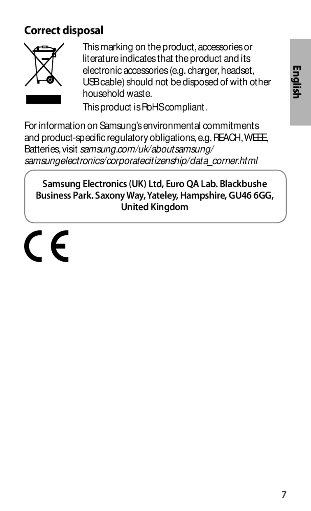 Samsung EJ-FT820BSEGFR, EJ-FT820BSEGDE, EJ-FT820BSEGIT, EJ-FT820BSEGES, EJ-FT820BSEGSE, EJ-FT820BSRGRU manual Correct disposal 