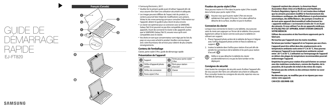 Samsung EJ-FT820BSEGIT, EJ-FT820BSEGDE, EJ-FT820BSEGFR, EJ-FT820BSEGES, EJ-FT820BSEGSE, EJ-FT820BSRGRU manual Français Canada 