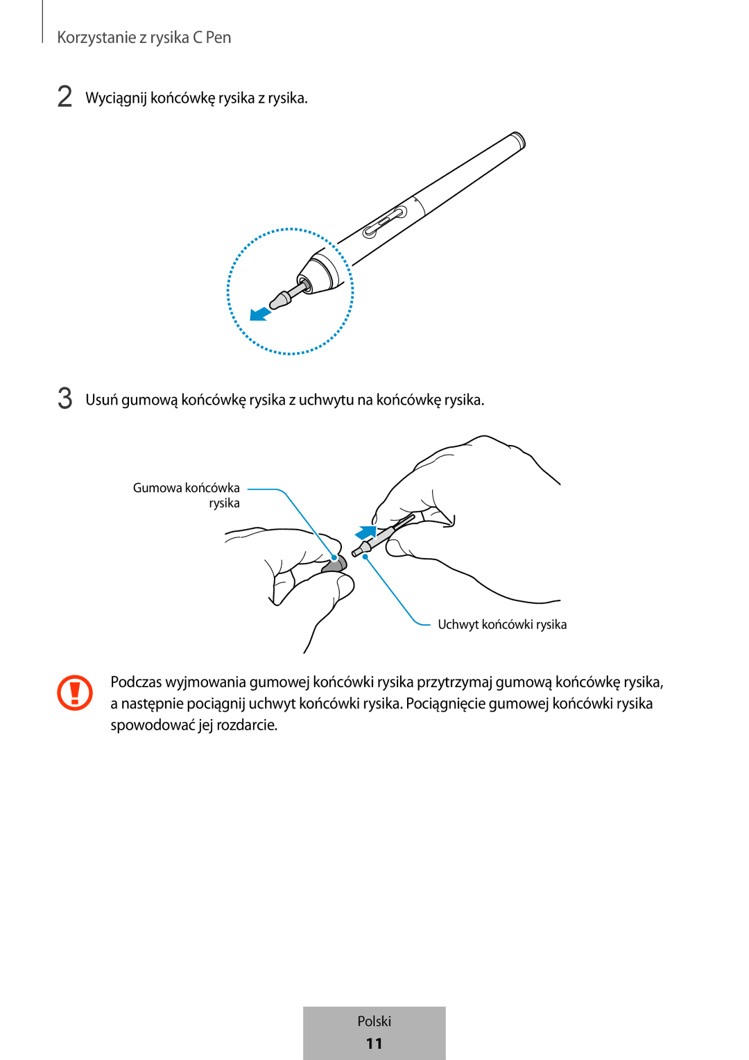 Samsung EJ-PW700CBEGWW manual Uchwyt końcówki rysika 