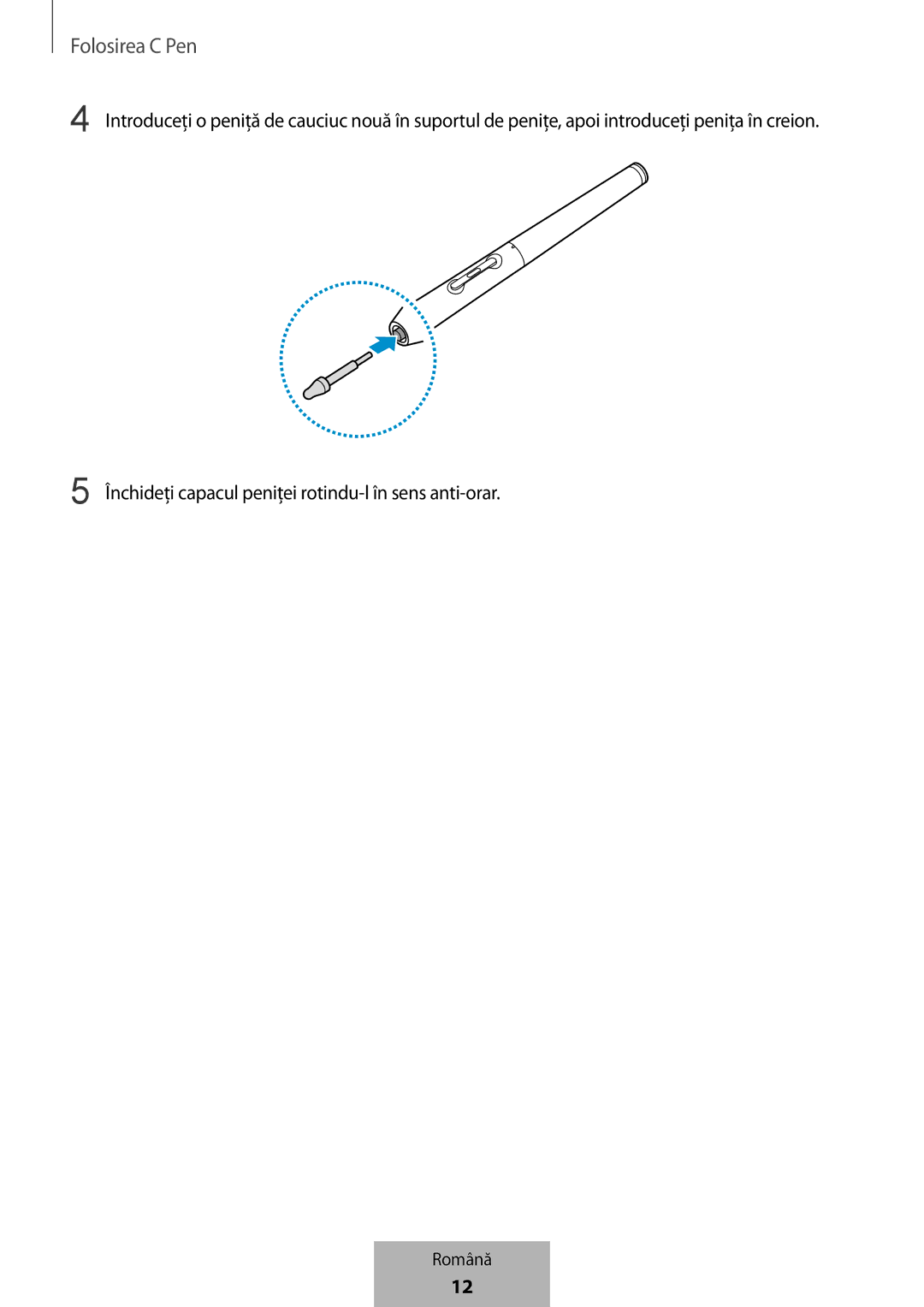 Samsung EJ-PW700CBEGWW manual Folosirea C Pen 