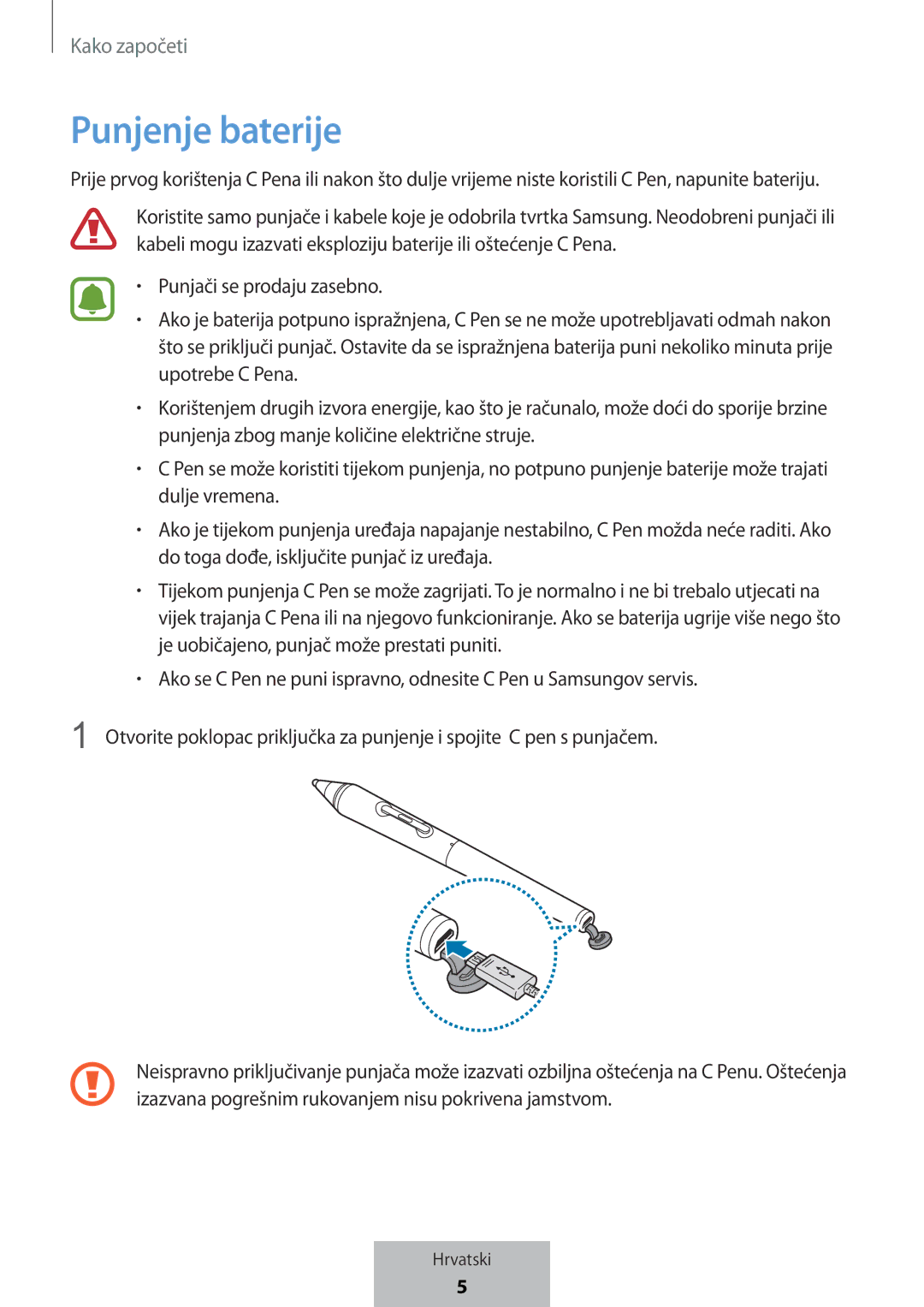 Samsung EJ-PW700CBEGWW manual Punjenje baterije 