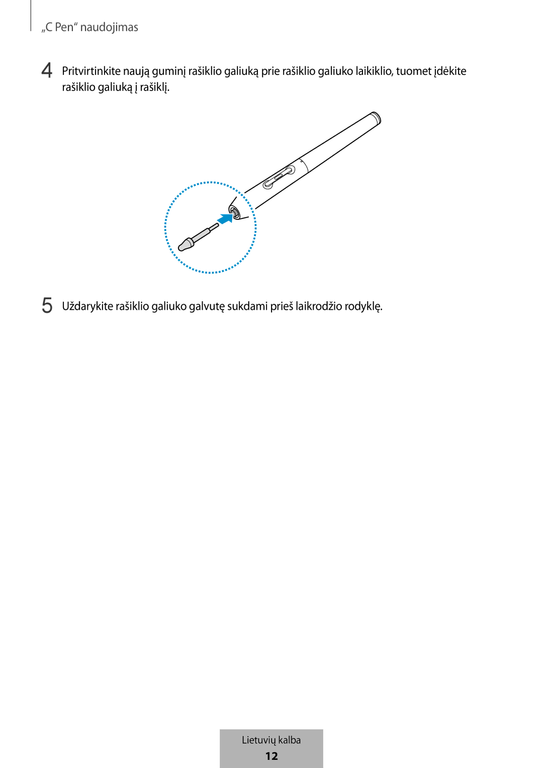 Samsung EJ-PW700CBEGWW manual „C Pen naudojimas 