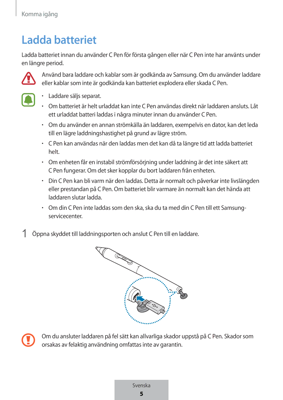 Samsung EJ-PW700CBEGWW manual Ladda batteriet 