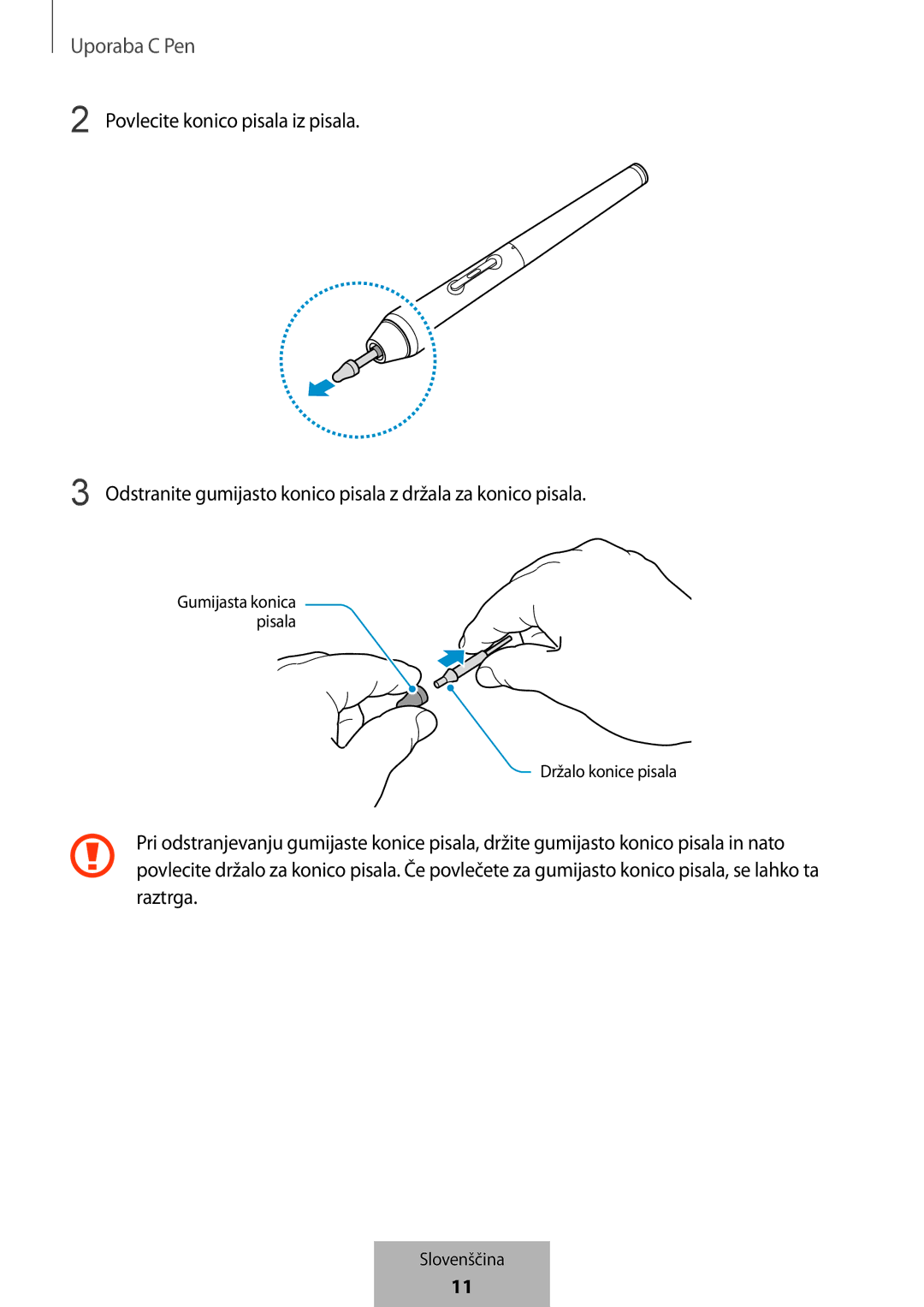 Samsung EJ-PW700CBEGWW manual Držalo konice pisala 