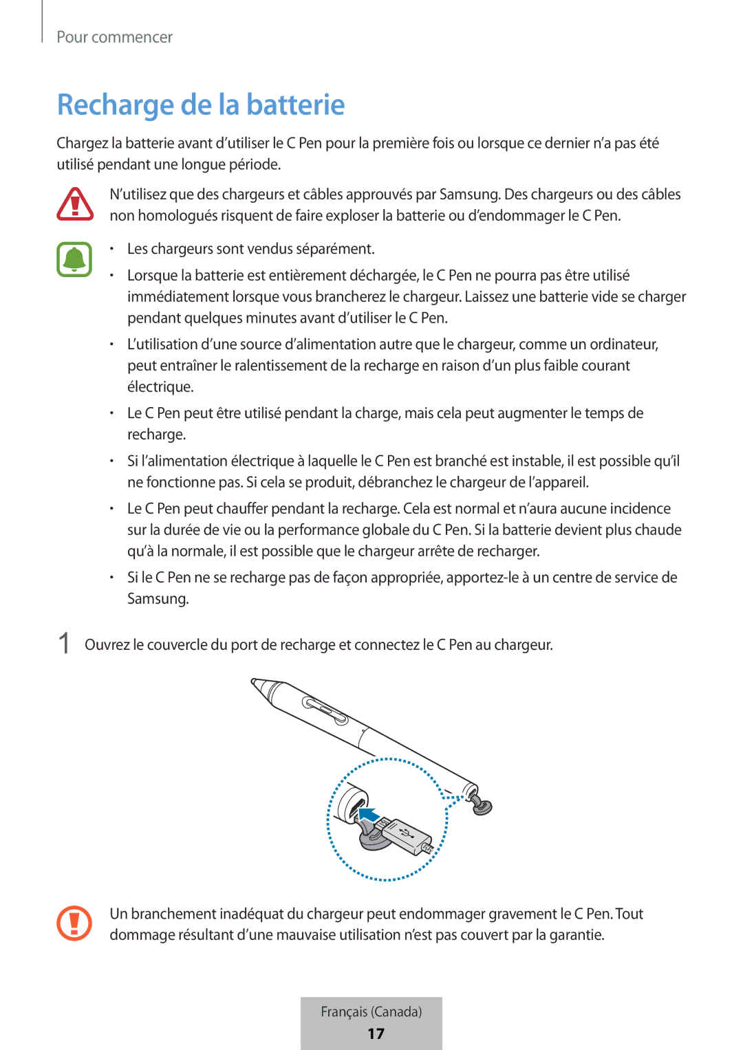 Samsung EJ-PW700CBEGWW manual Recharge de la batterie 