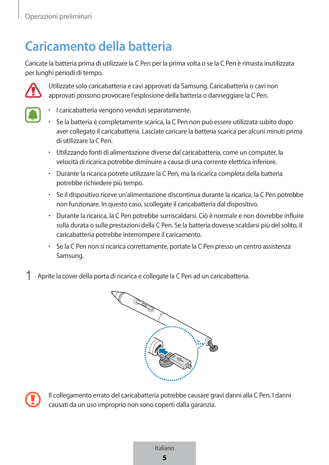 Samsung EJ-PW700CBEGWW manual Caricamento della batteria, Caricabatteria vengono venduti separatamente 