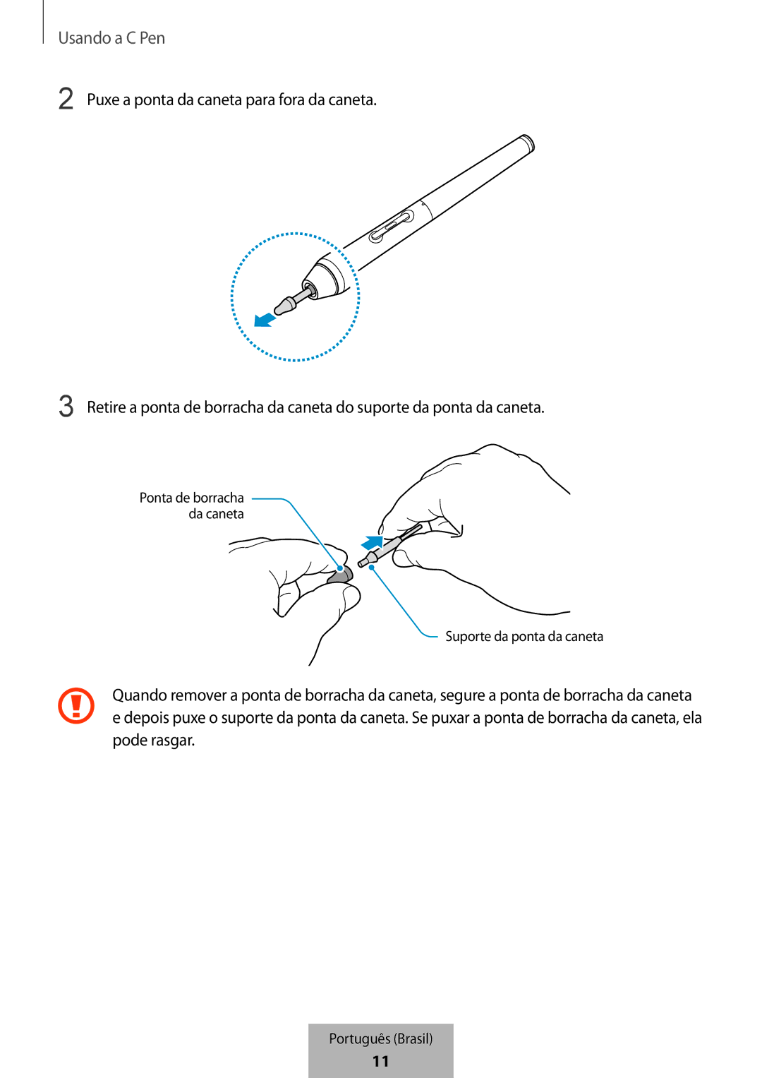 Samsung EJ-PW700CBEGWW manual Suporte da ponta da caneta 