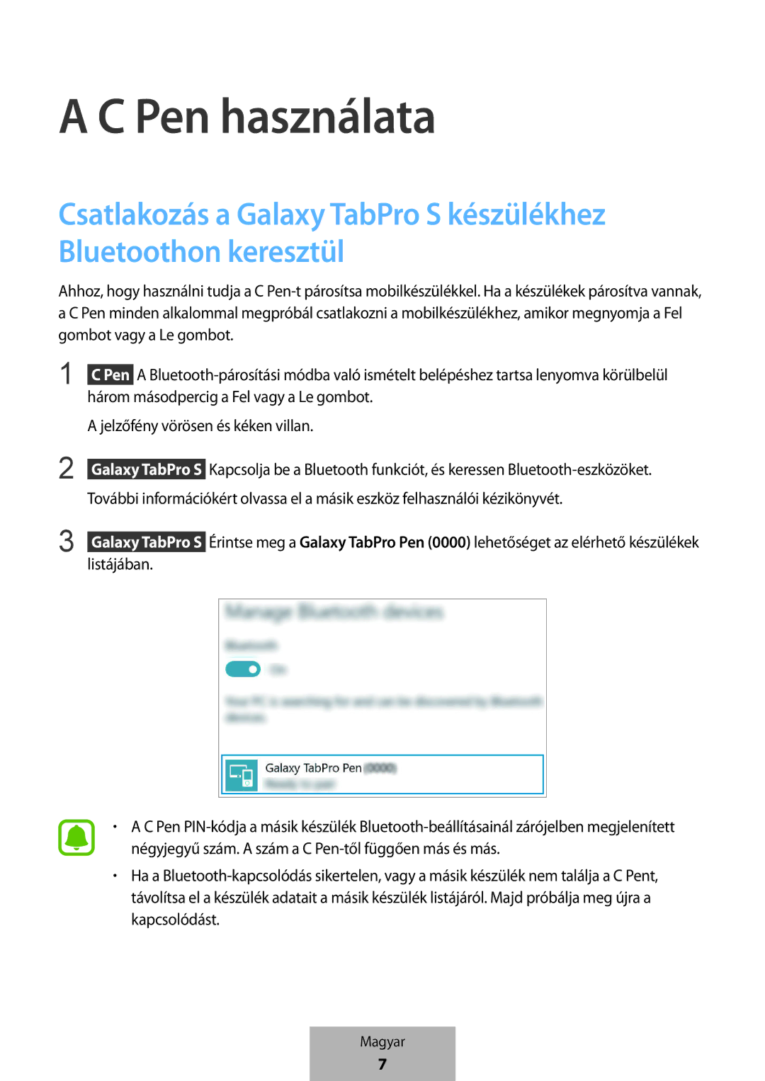 Samsung EJ-PW700CBEGWW manual Pen használata 