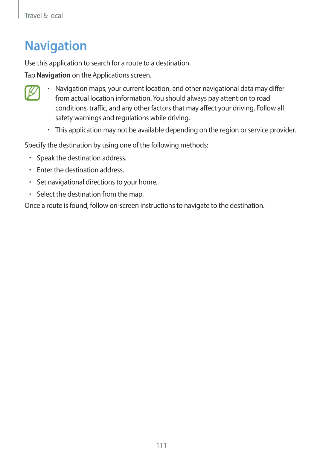 Samsung EK-GC100 user manual Navigation 